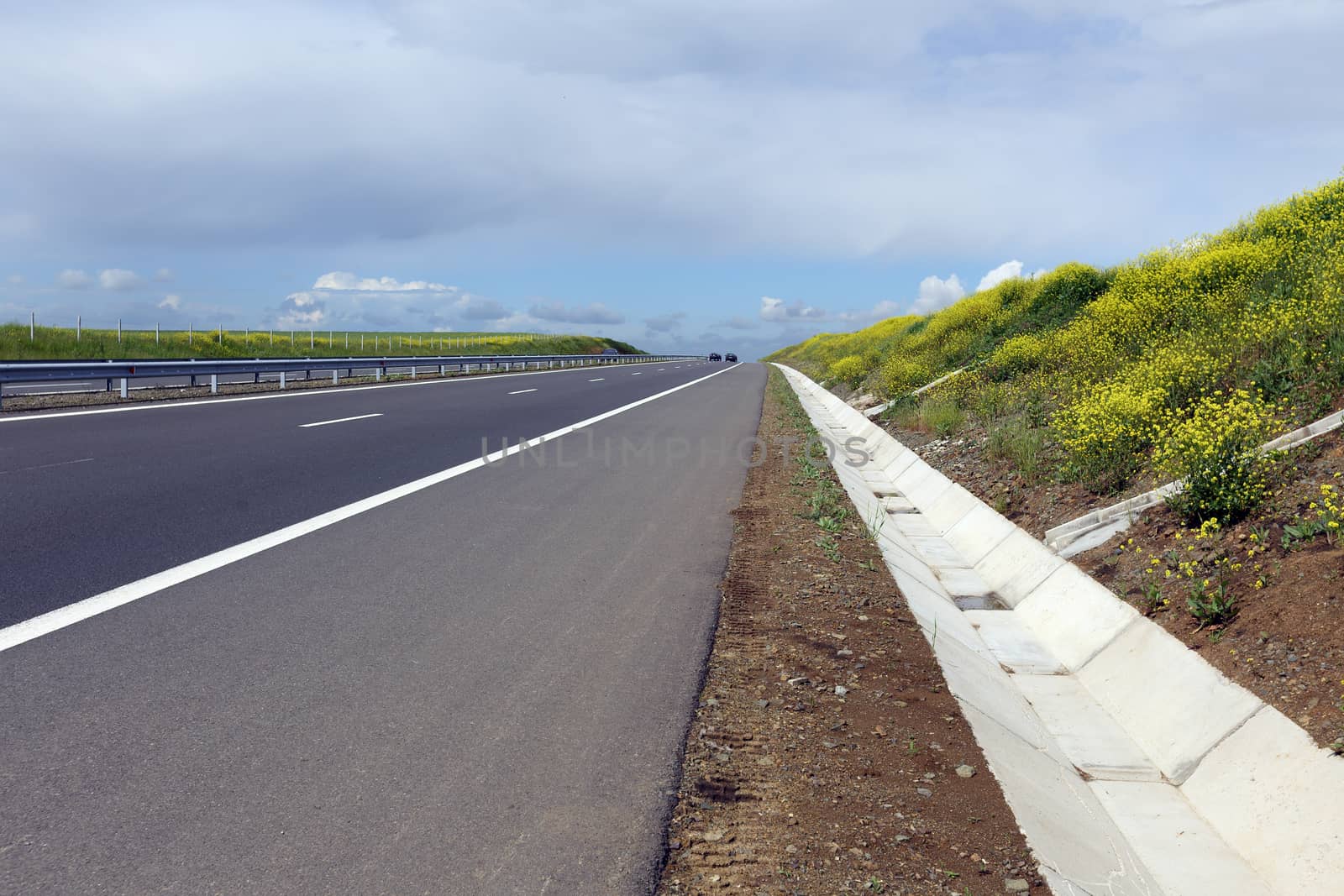 View from a Bulgarian highway in spring