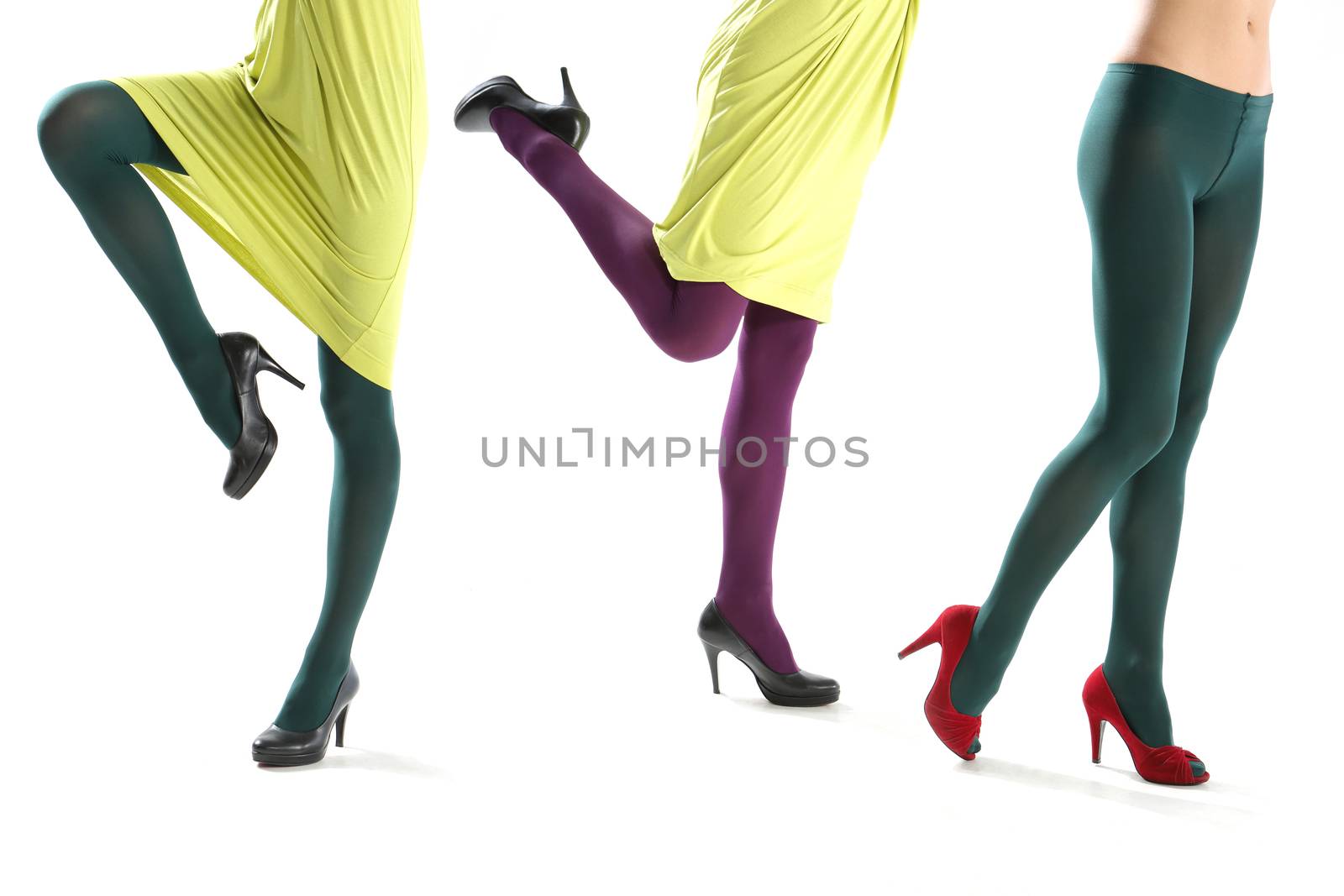 Female legs in colorful tights