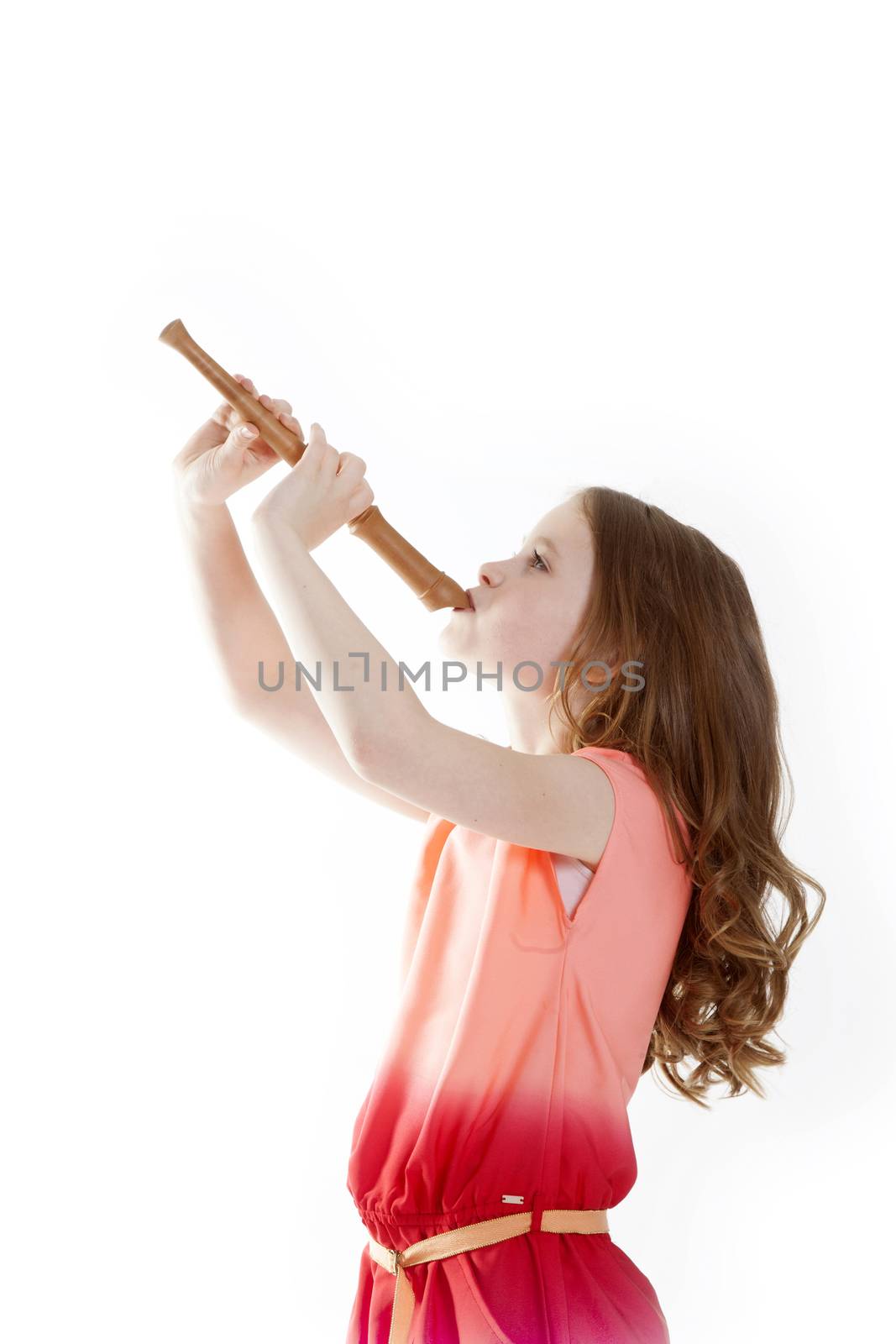 young girl with soprano recorder by ahavelaar