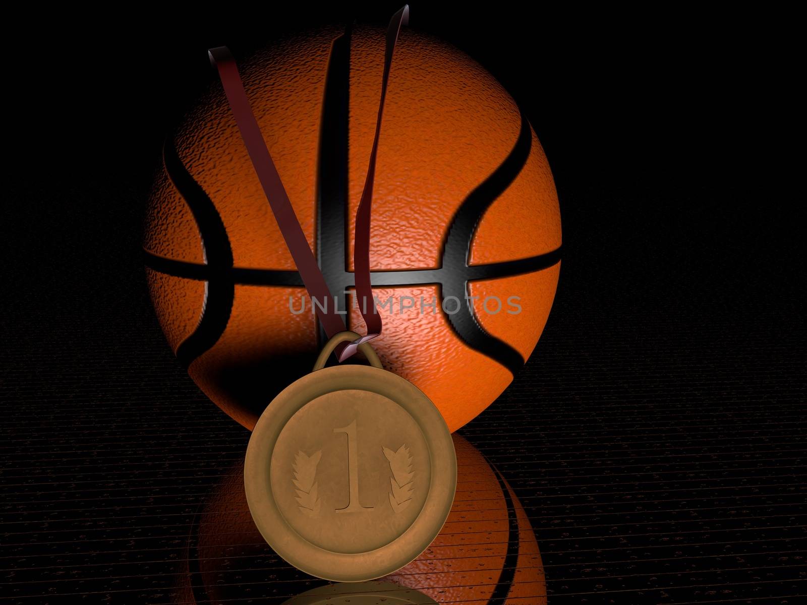 Basketball and gold medal by Koufax73