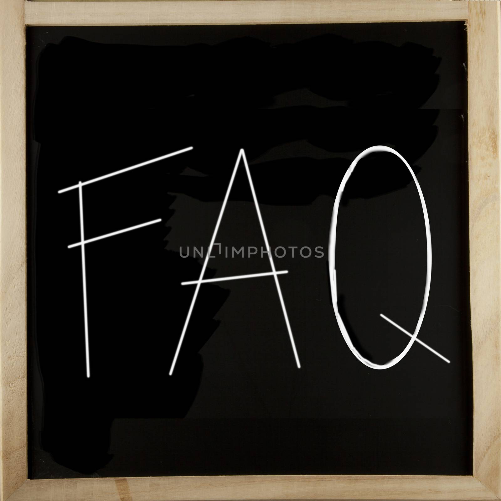 Blackboard with letters "FAQ" for "Freqeuntly Asked Questions"