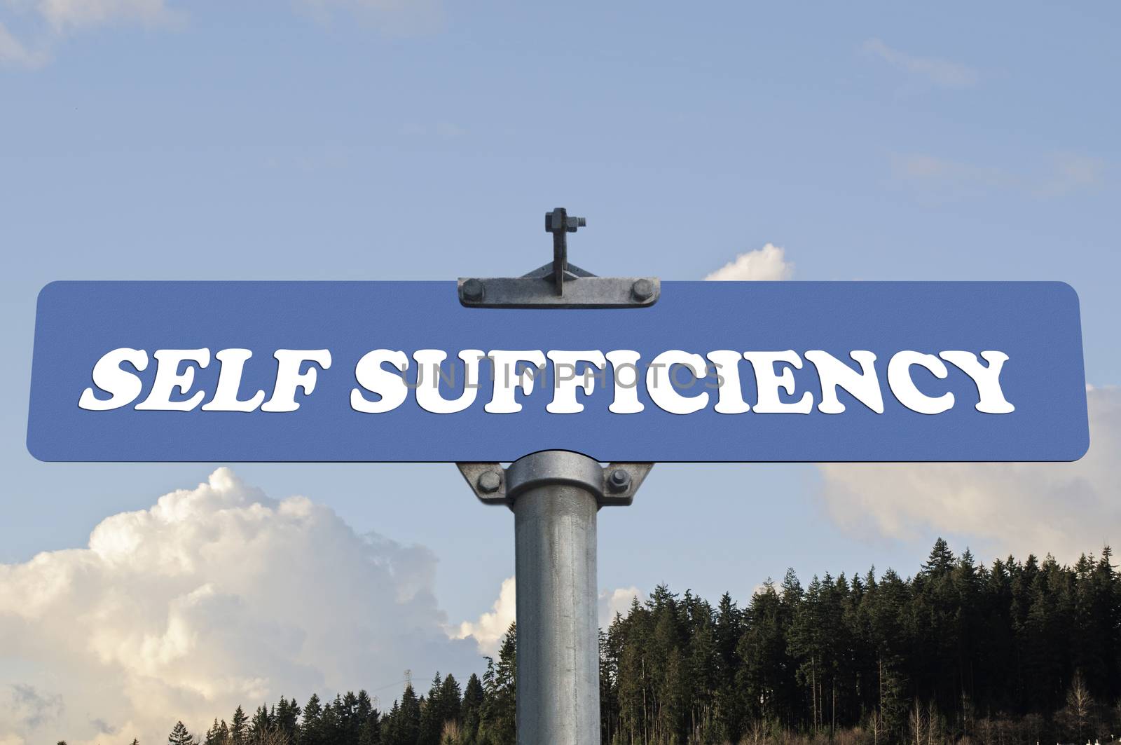 Self sufficiency road sign