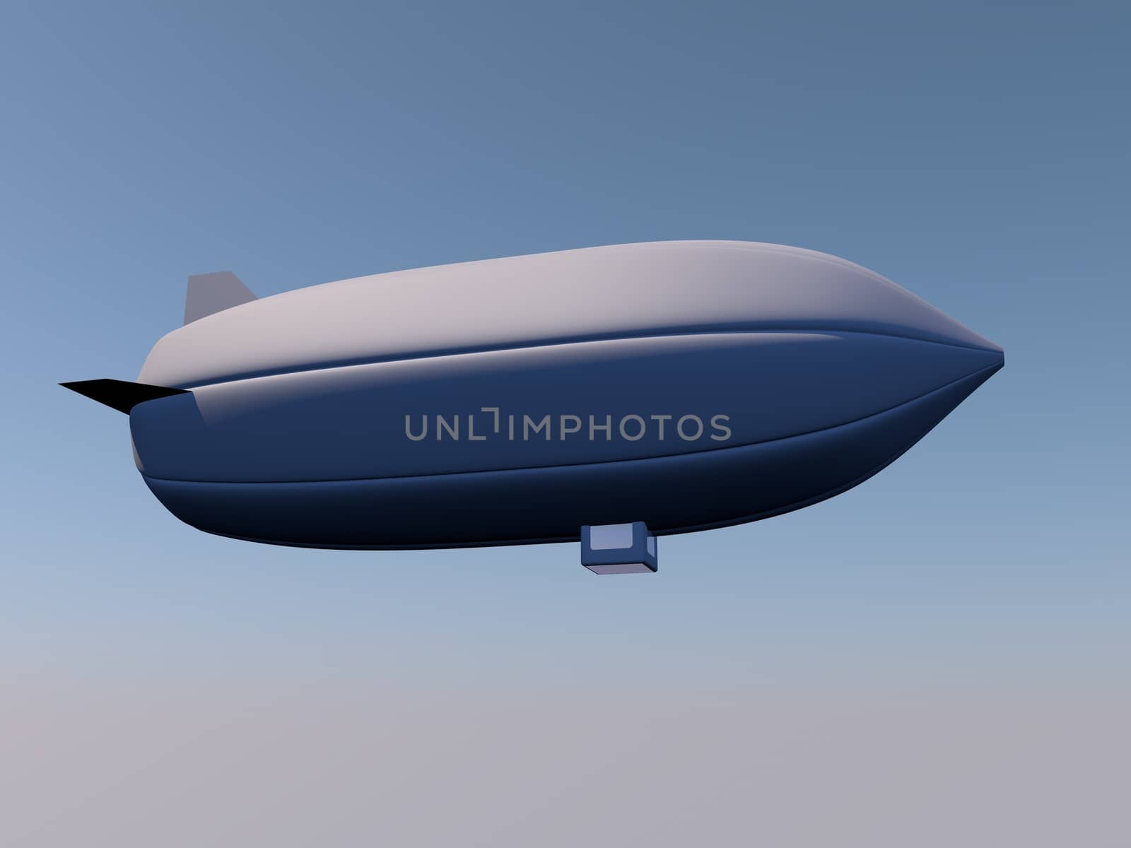 Big airship in the air, 3d render