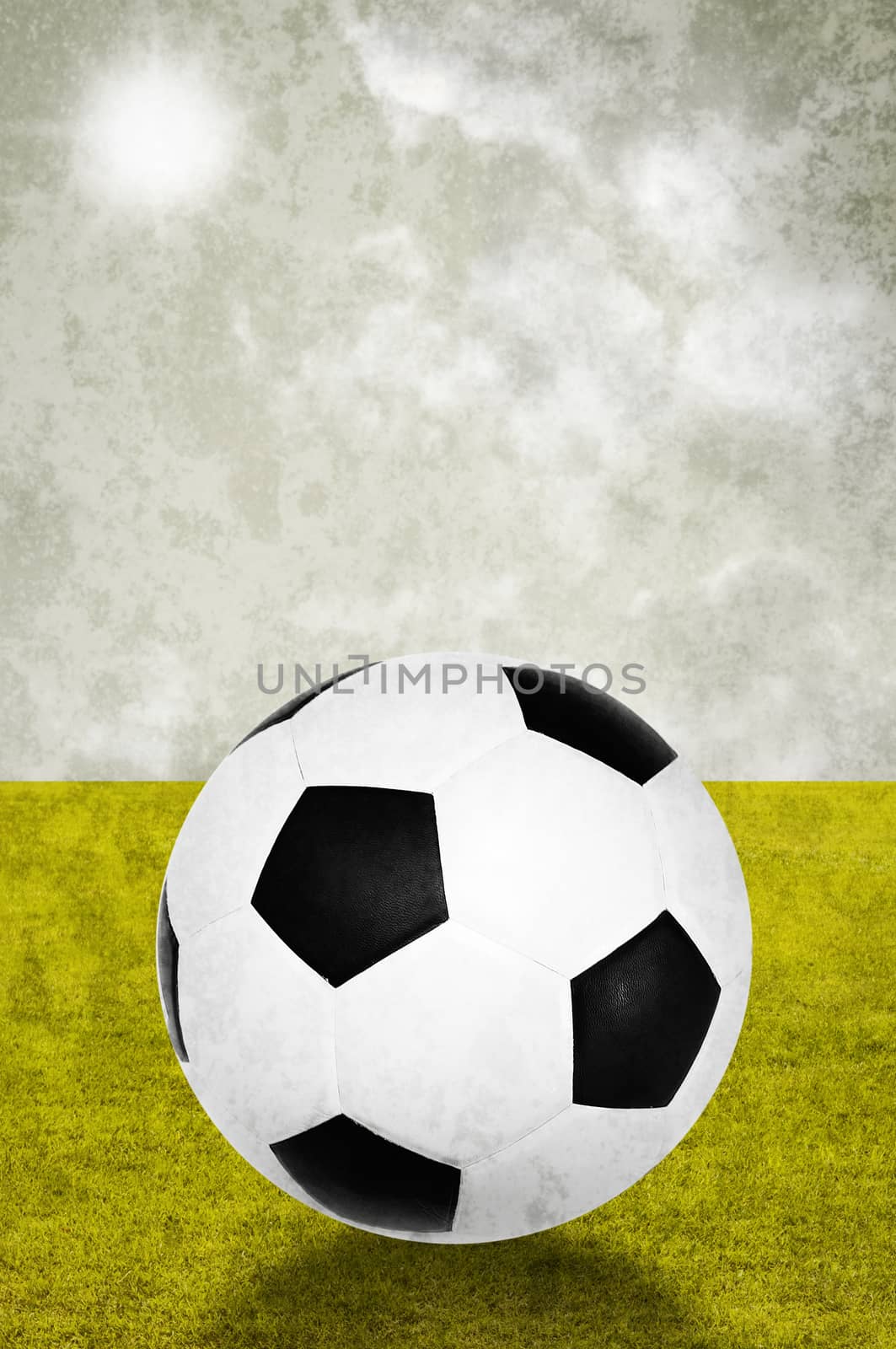 Soccer in field and sky background by pixbox77