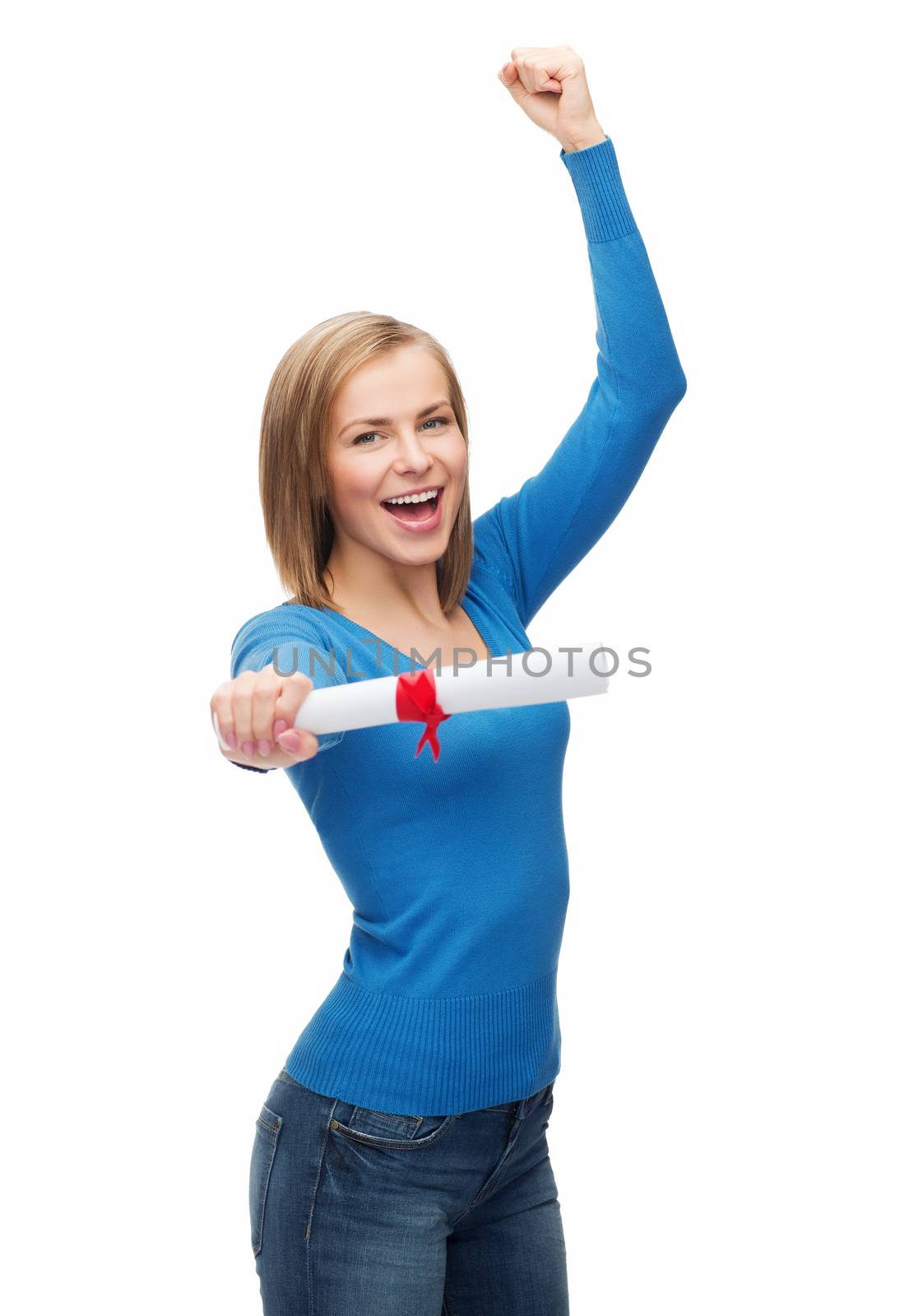 smiling woman with diploma by dolgachov