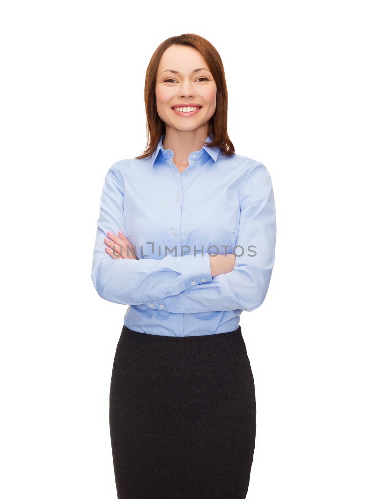 young smiling businesswoman with crossed arms by dolgachov