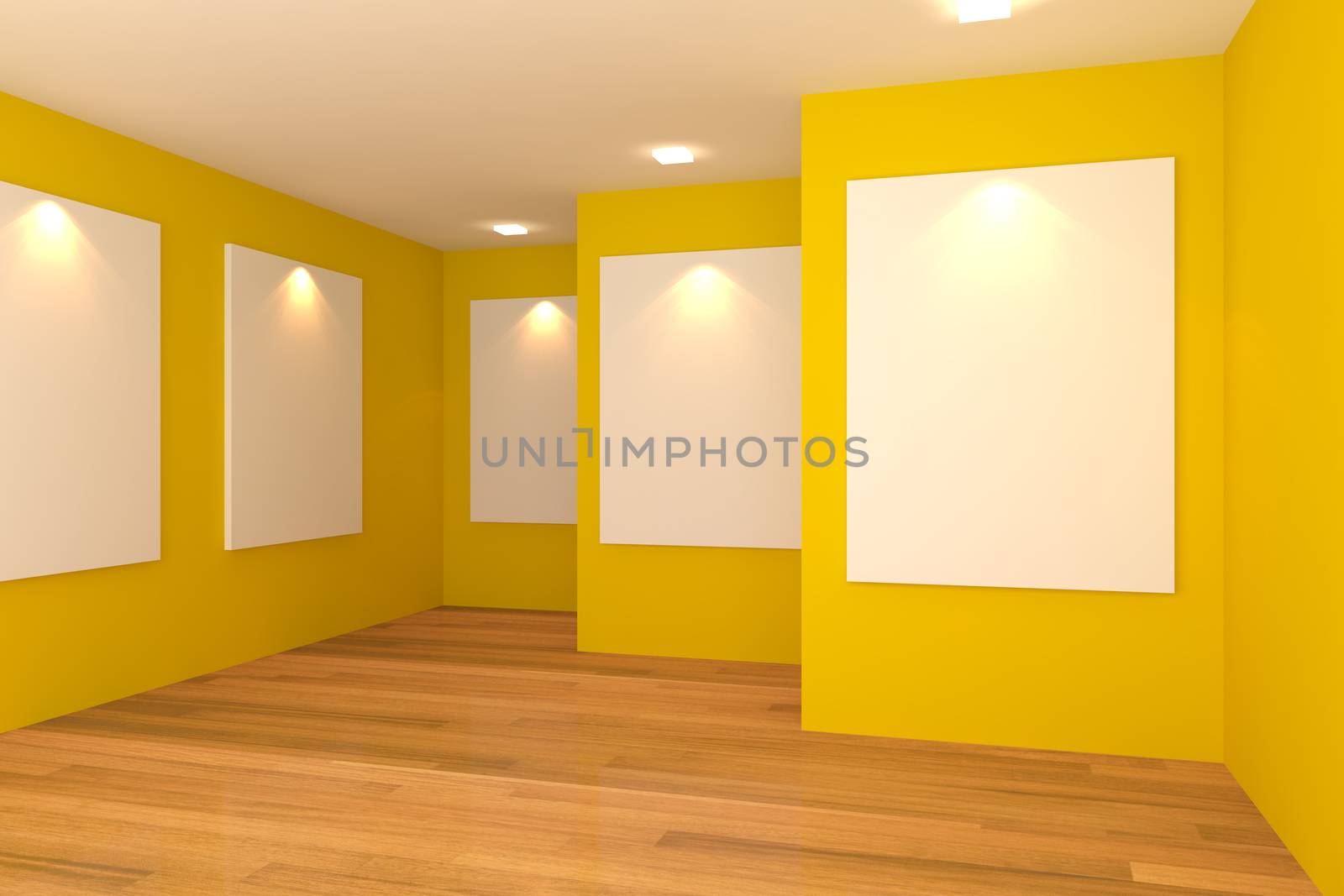 empty yellow gallery room  by sumetho