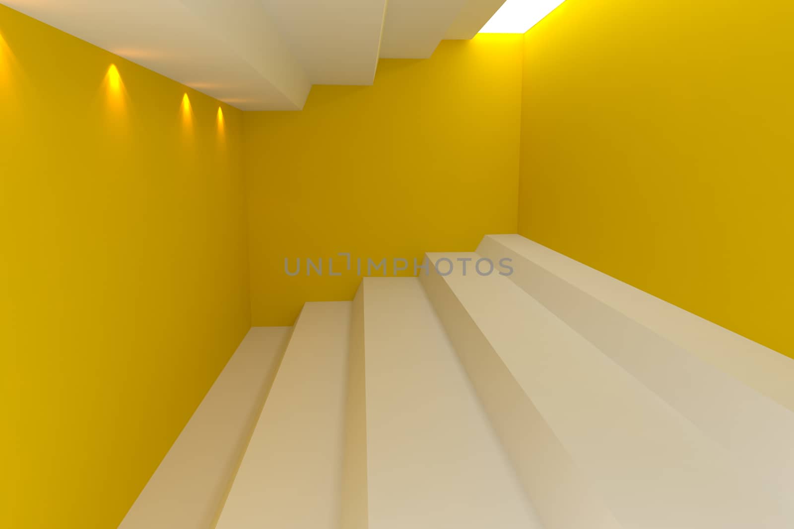 Abstract interior rendering with empty room yellow wall.  by sumetho