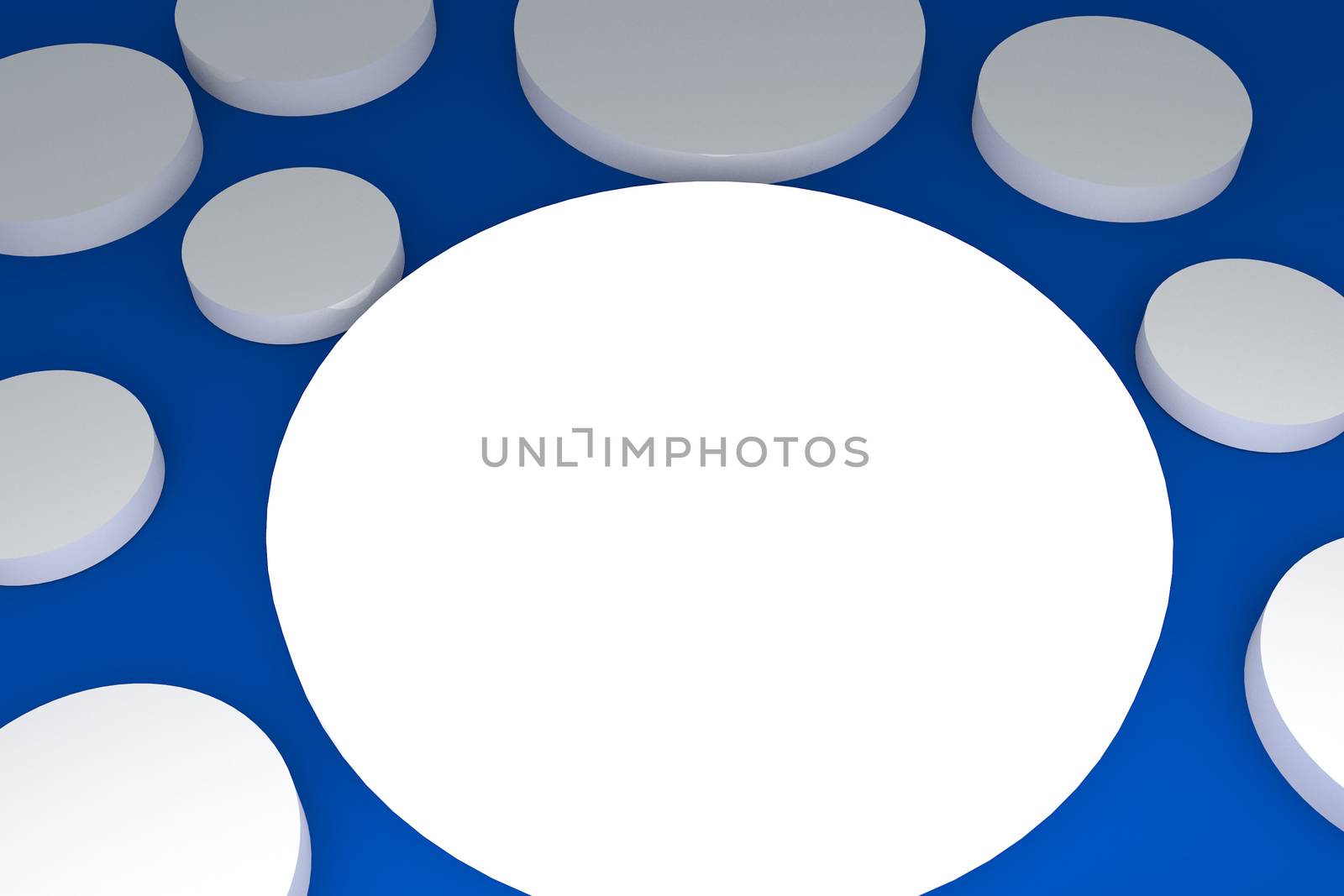 3d blank abstract white button with blue background.
