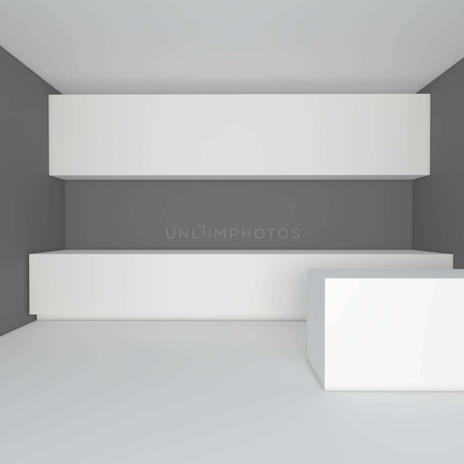 empty interior design for kitchen room with gray wall.