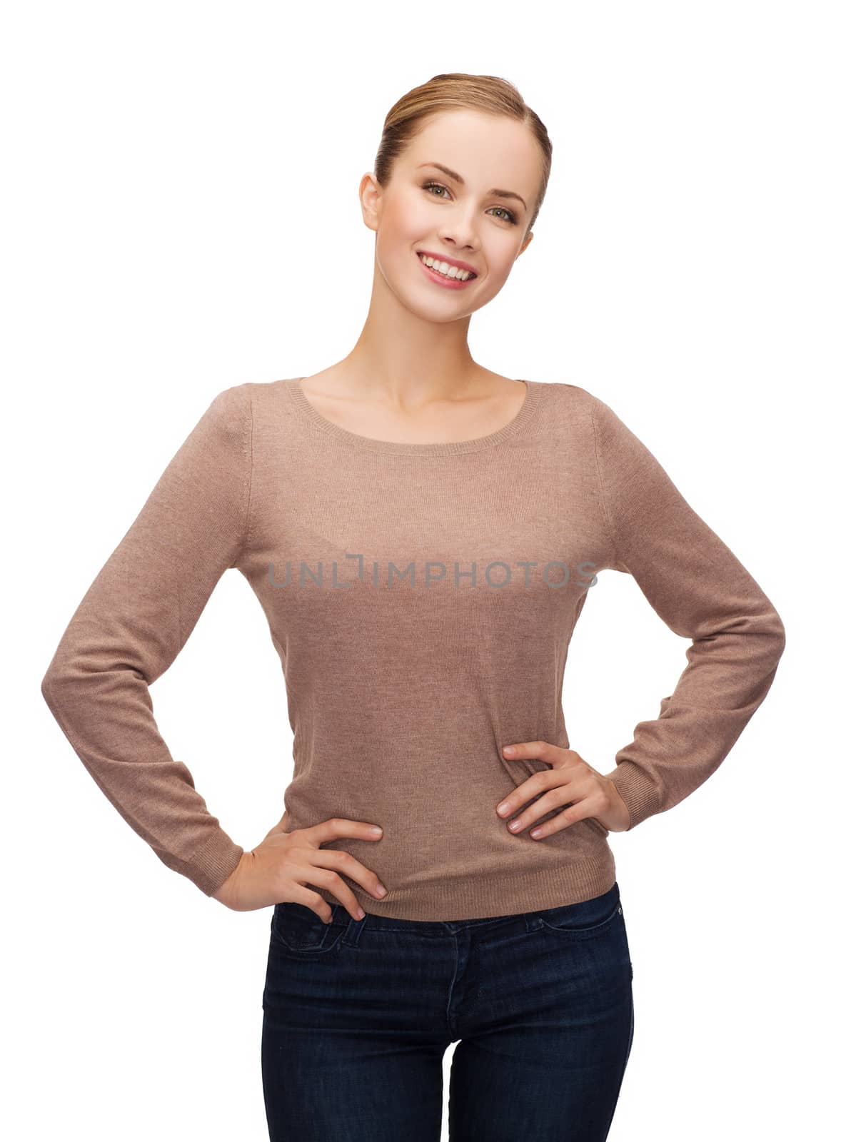 happiness people concept - smiling woman over white background