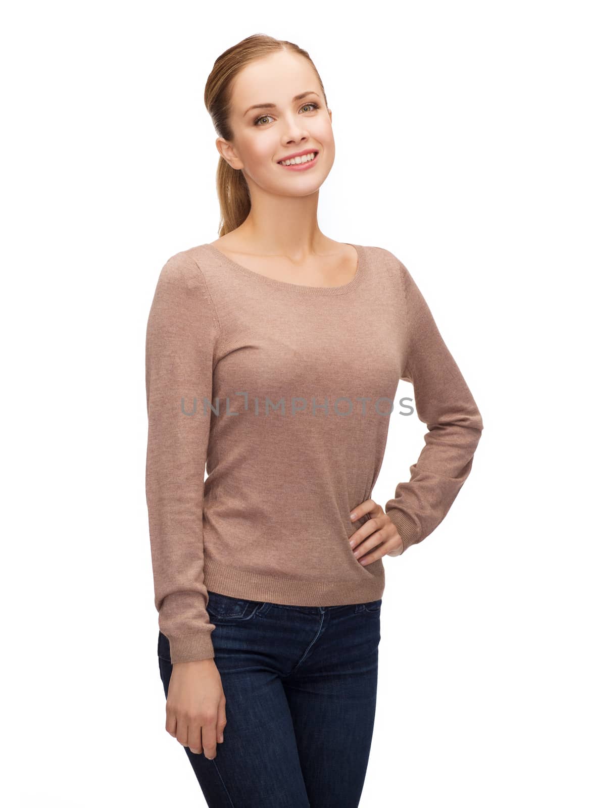 happiness people concept - smiling woman over white background