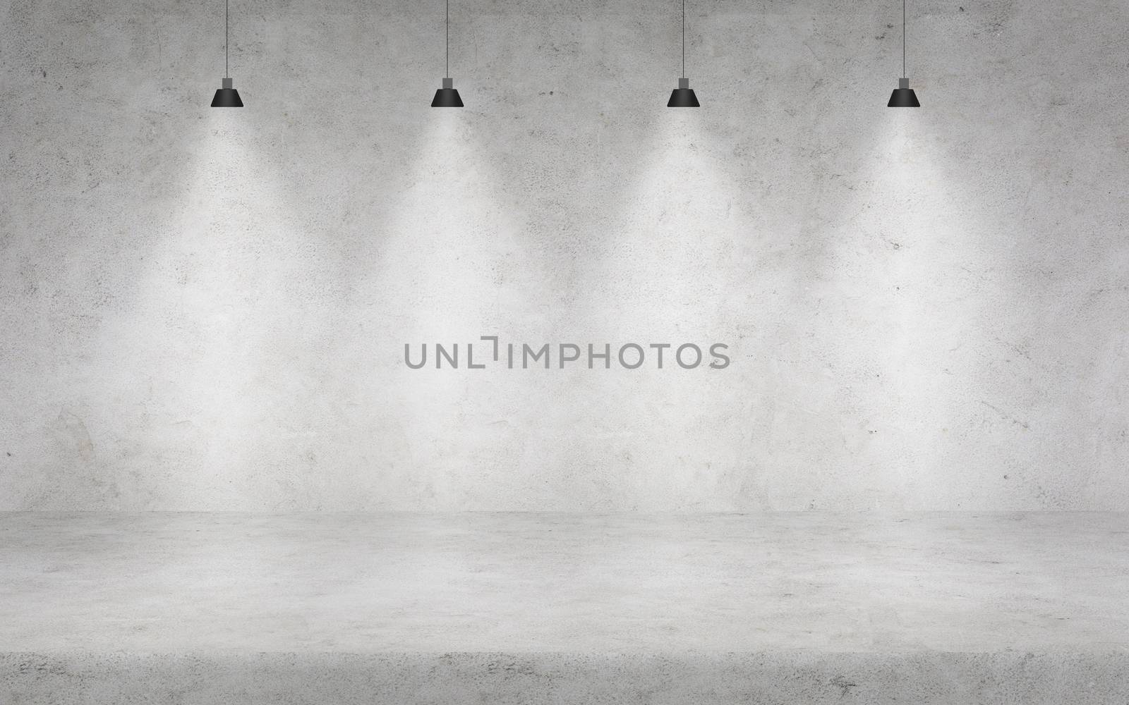 background, advertisement and texture concept - concrete wall with lights