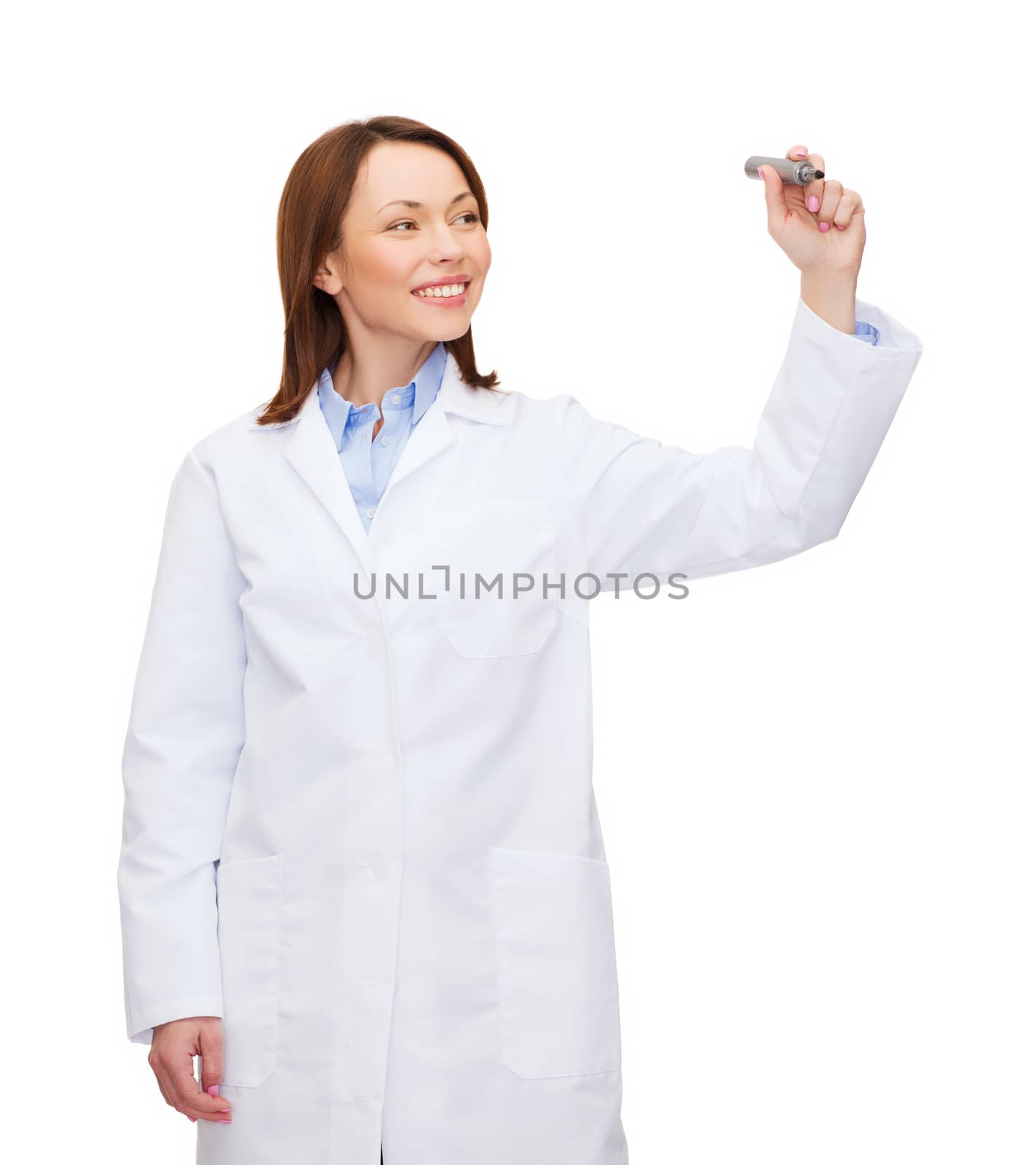 young female doctor writing something in the air by dolgachov