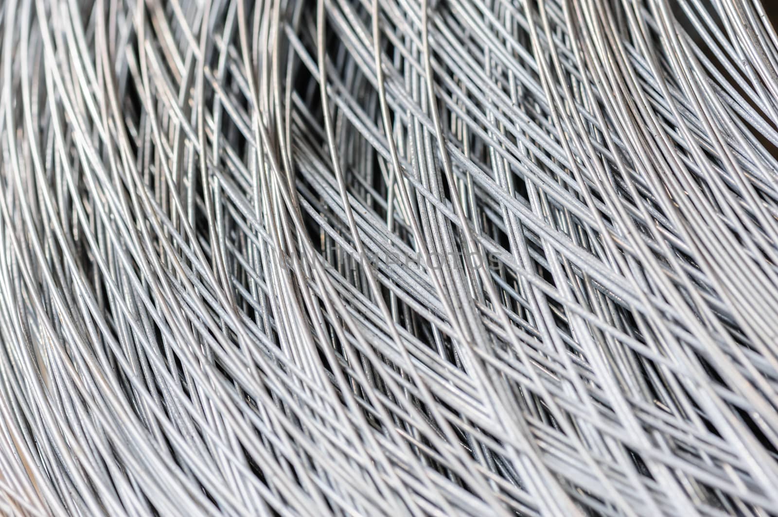 hank of metal wire, selective focus, usable as background