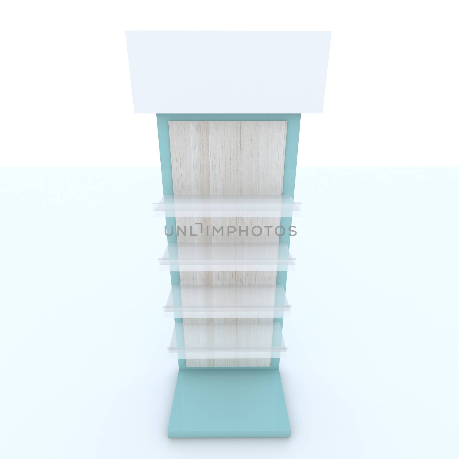 Color blue shelf design on white background.