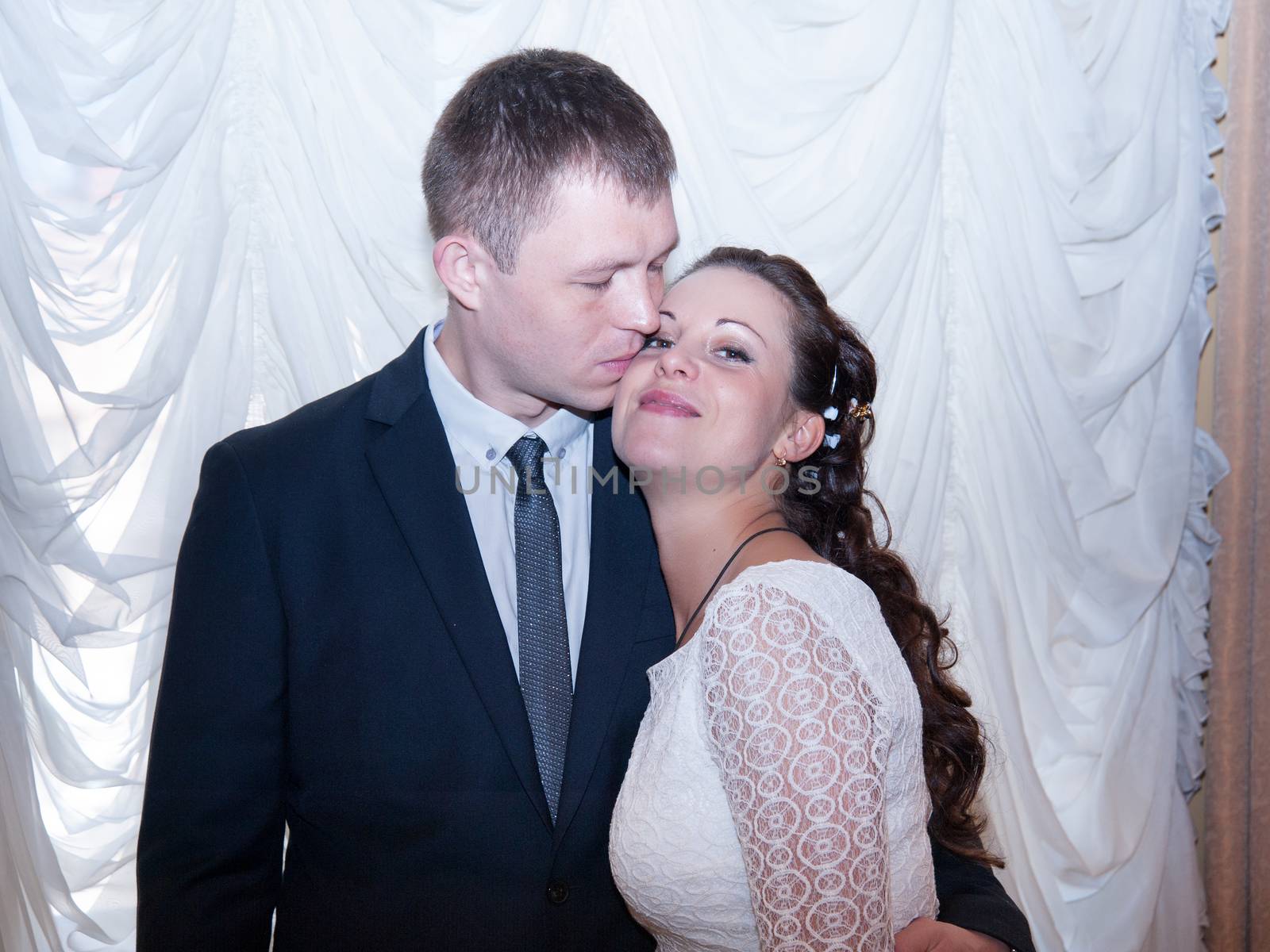 bride and groom in the wedding Palace