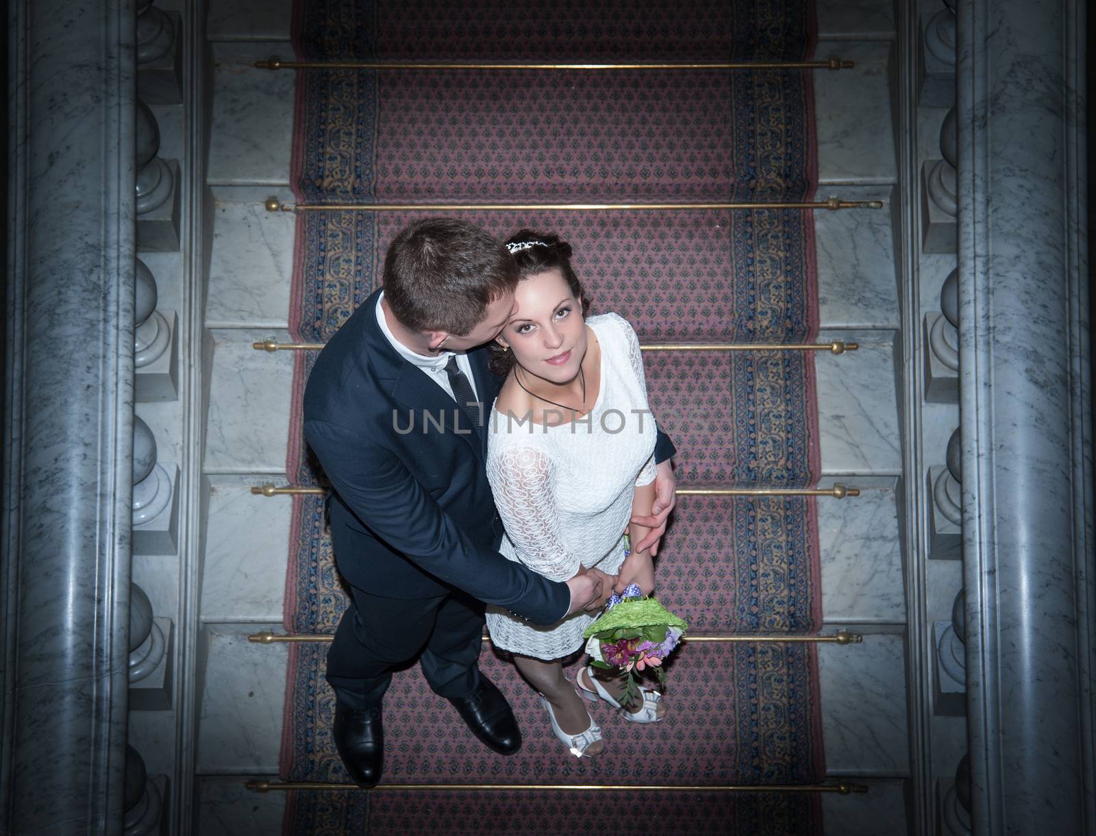 bride and groom in the wedding Palace