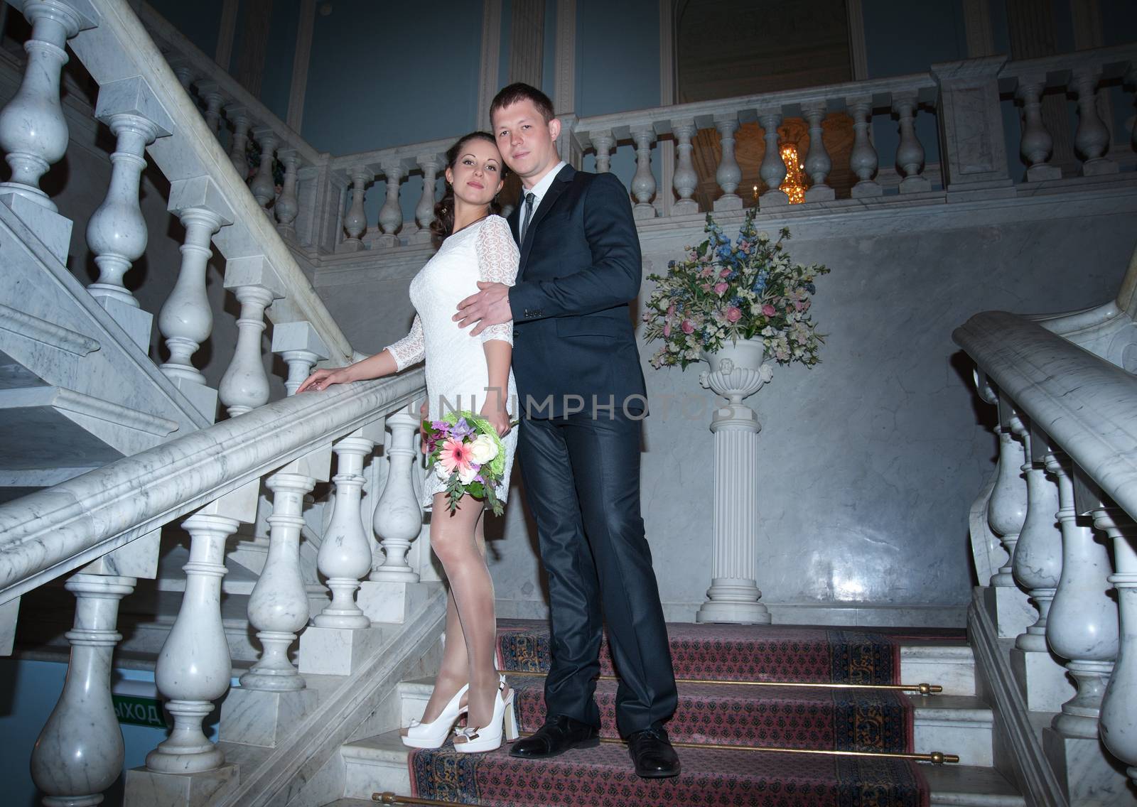 bride and groom in the wedding Palace