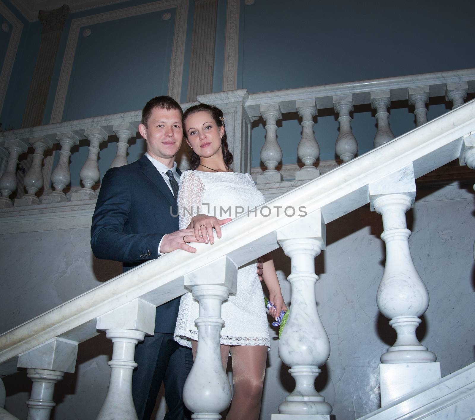 bride and groom in the wedding Palace