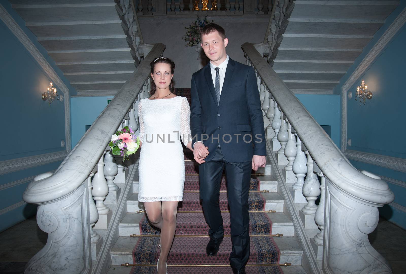 bride and groom in the wedding Palace