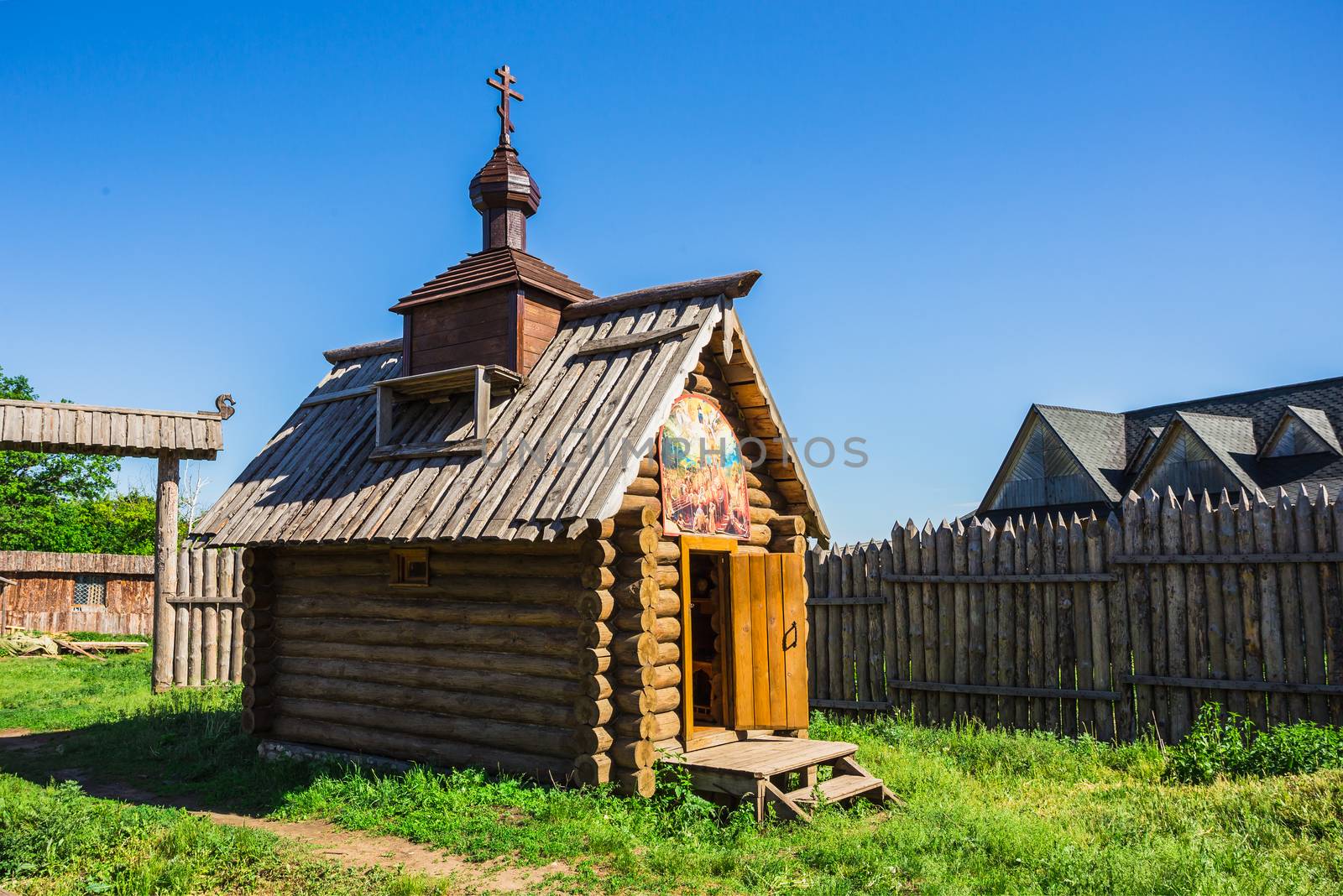 The wooden house in a countryside in Russia