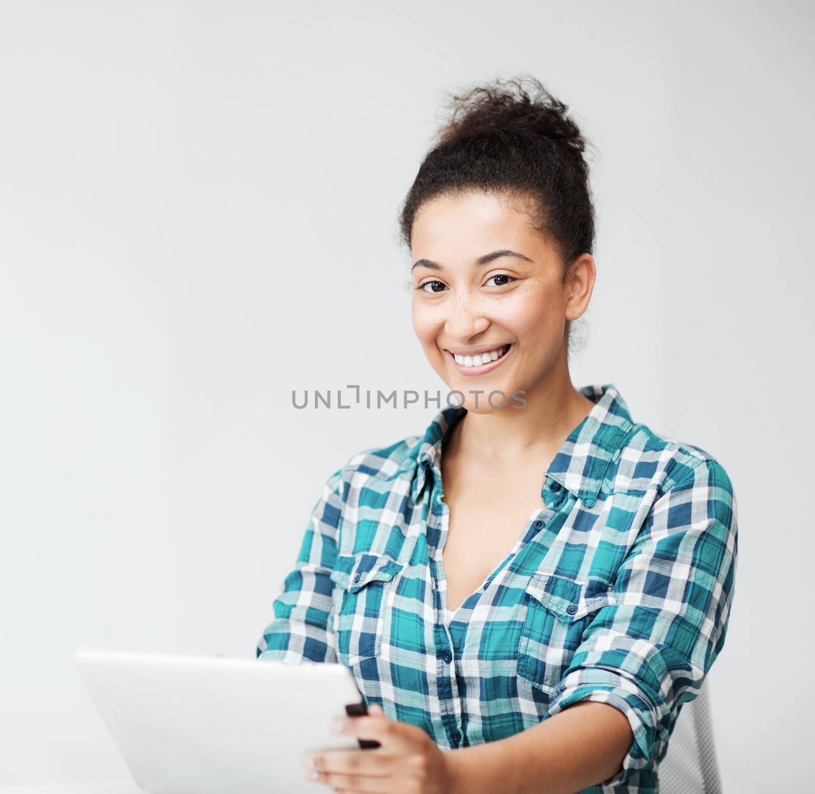 student girl with tablet pc by dolgachov