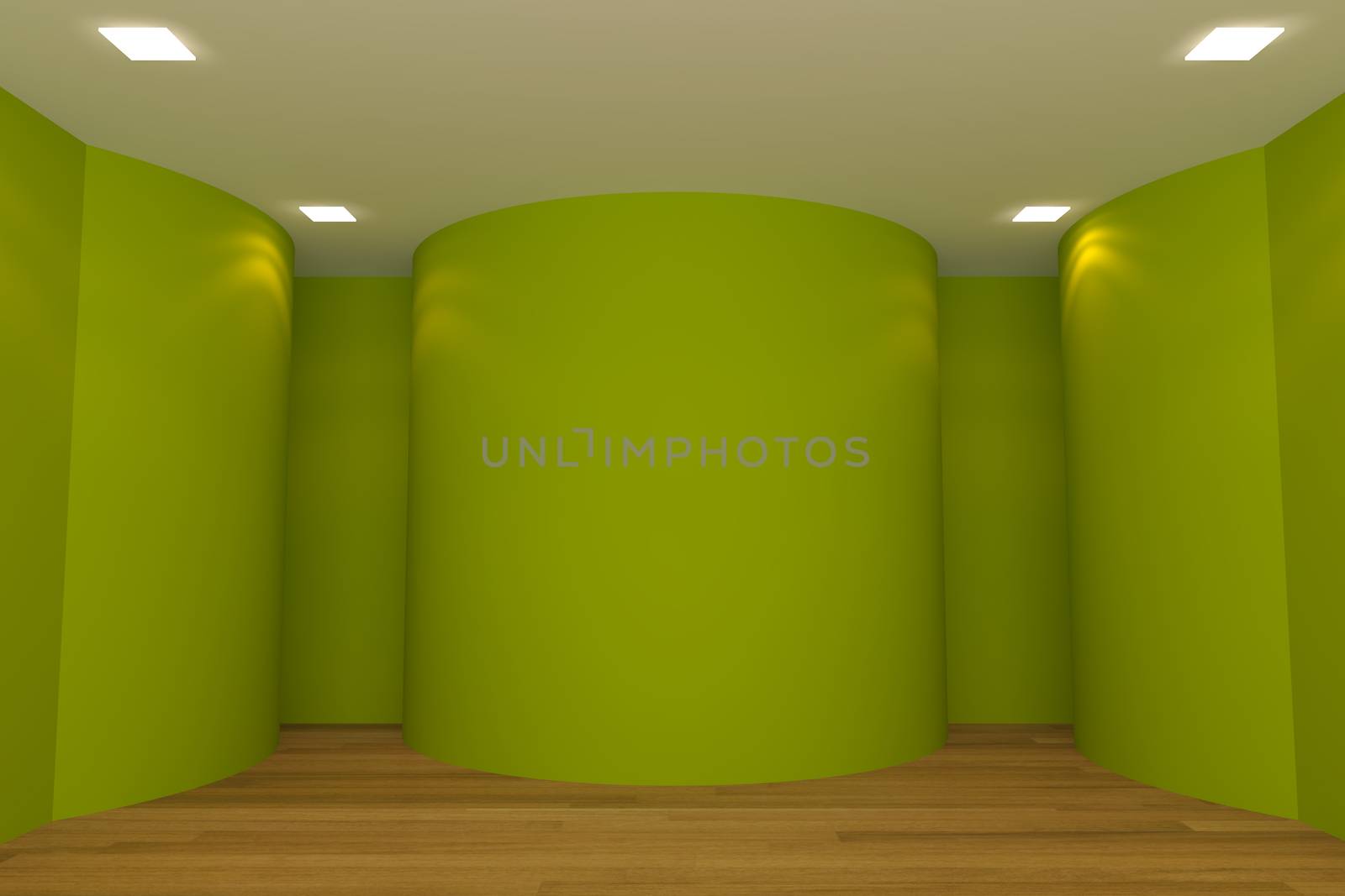 empty room green curve wall by sumetho