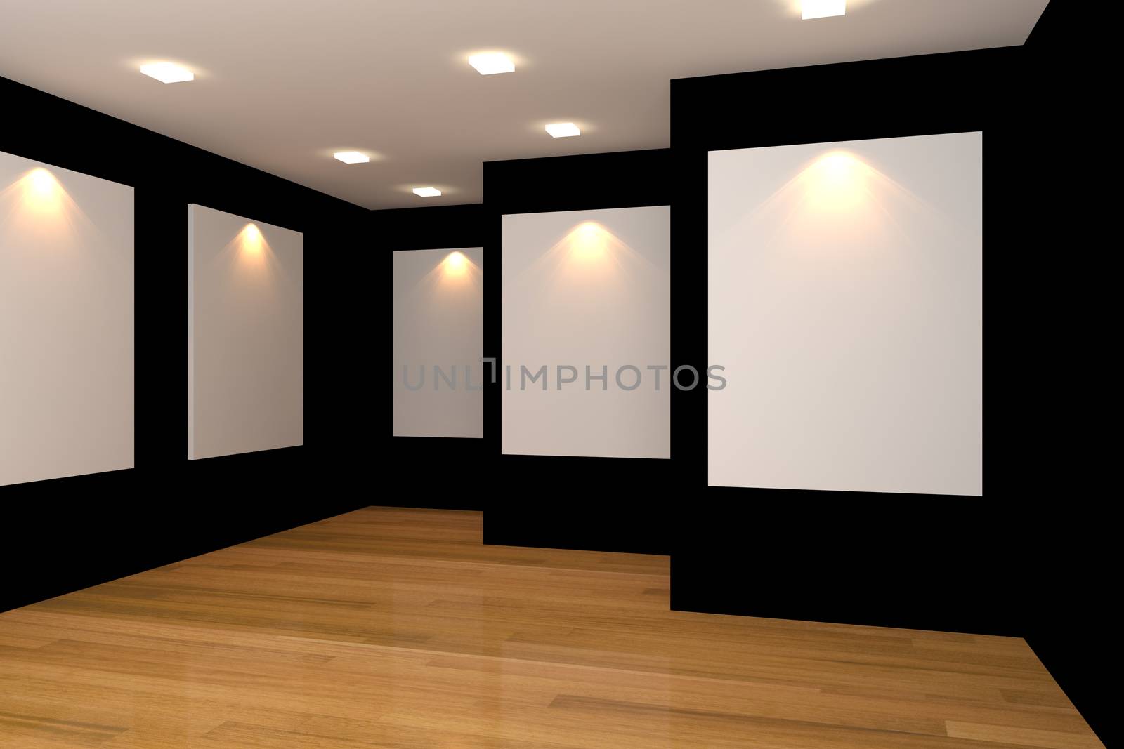 empty black gallery room  by sumetho