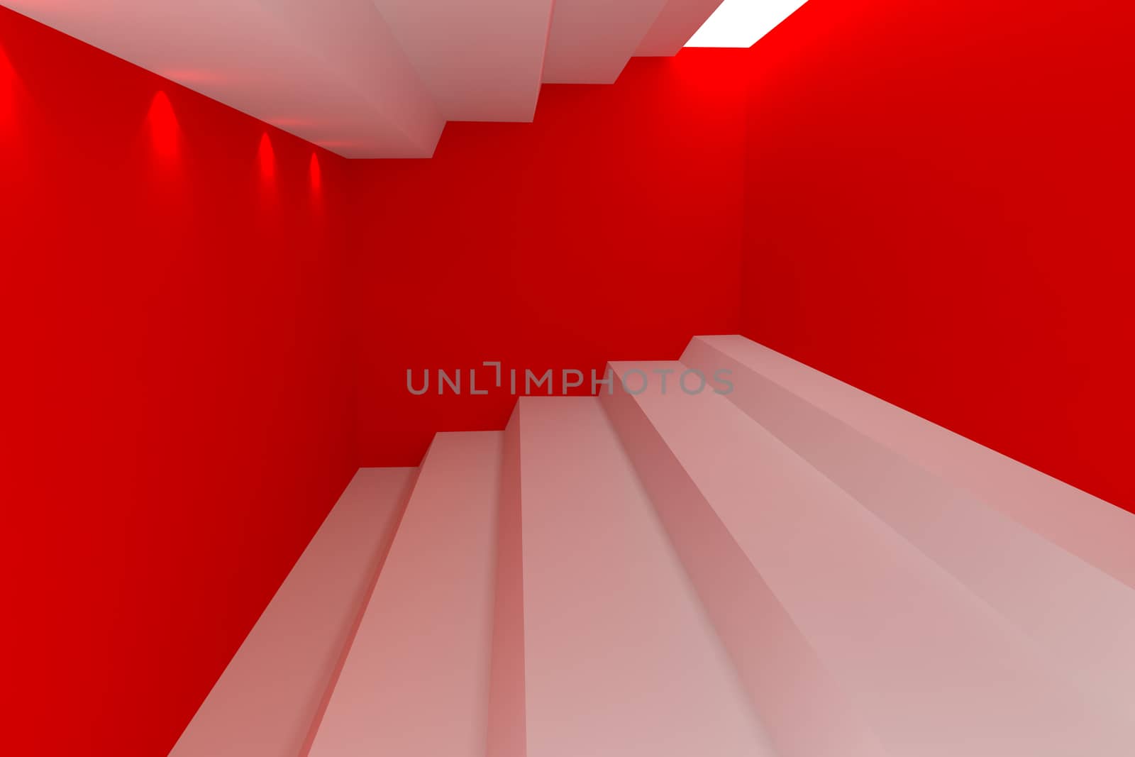 Abstract interior rendering with empty room color wall. 