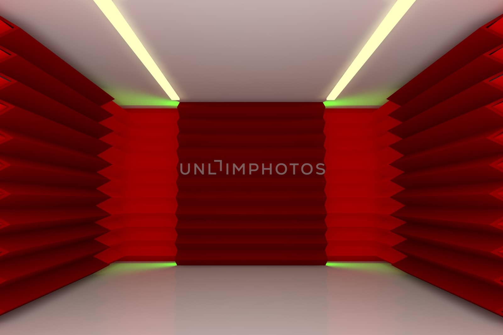 Abstract red wall in empty room by sumetho