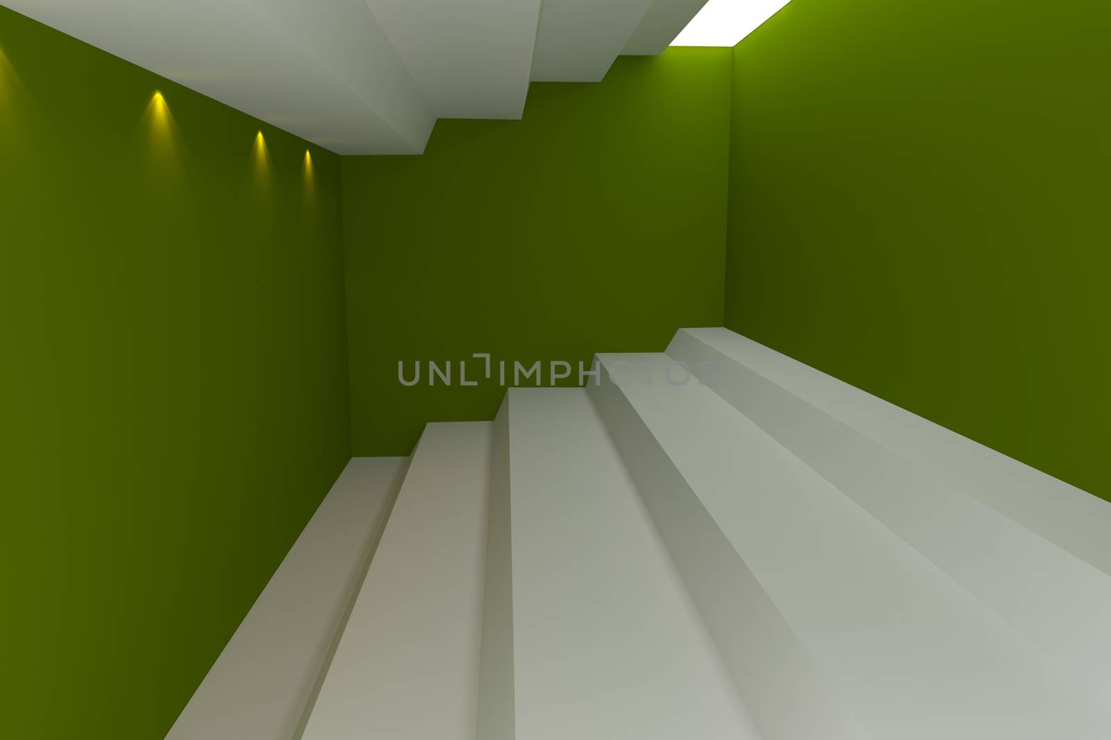 Abstract interior rendering with empty room green wall.  by sumetho
