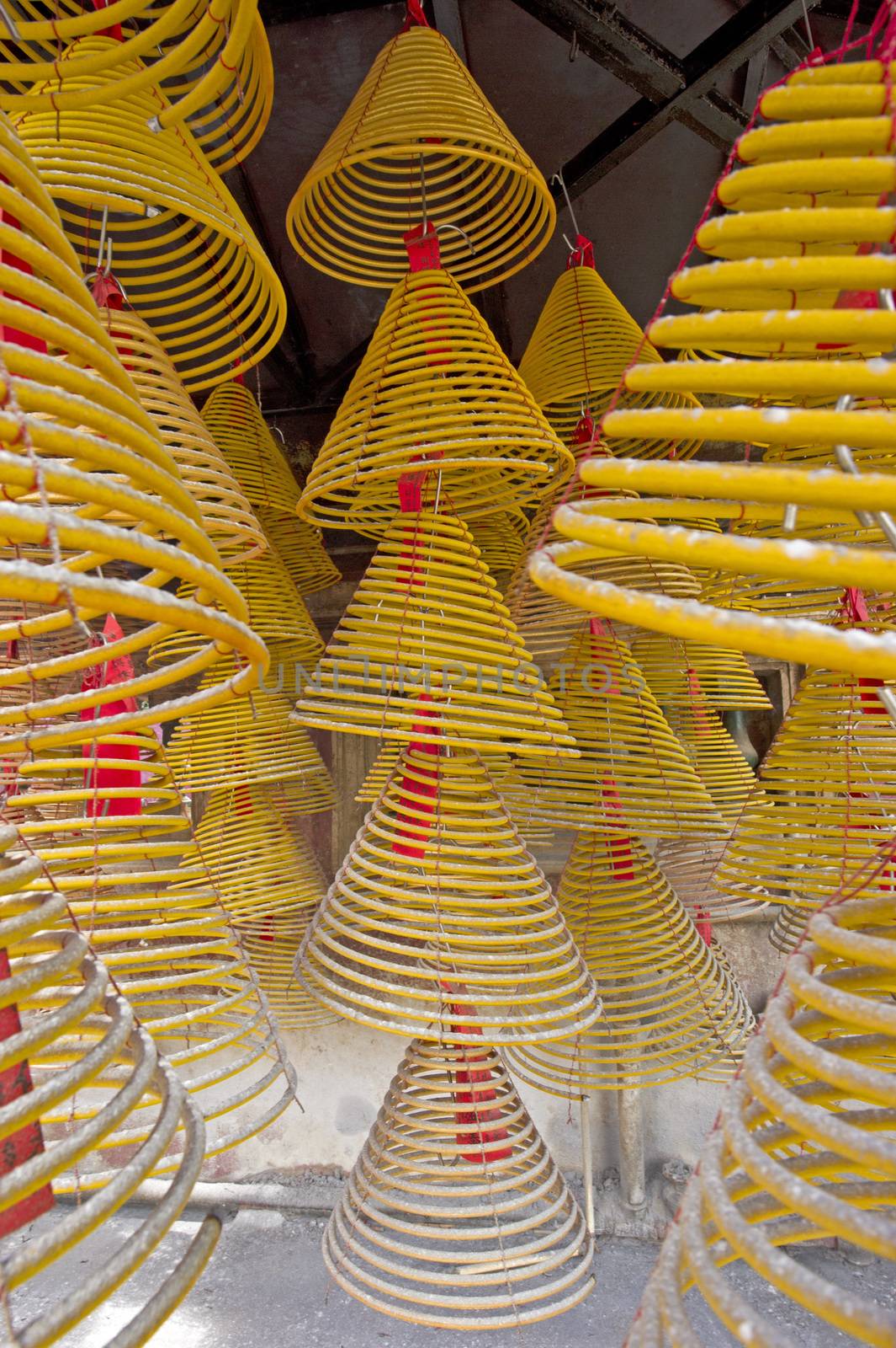 Spiral Chinese prayer joss-sticks in A-ma temple, Macau. by think4photop