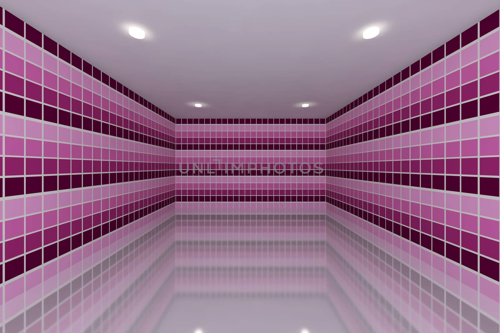 Empty room with color pink tone tile wall