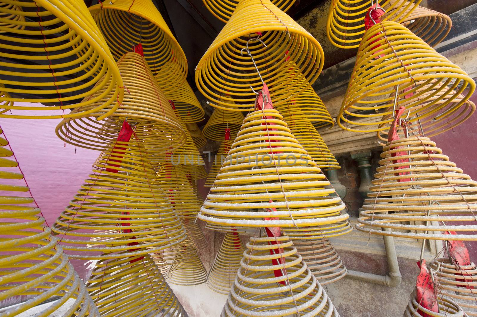 Spiral Chinese prayer joss-sticks in A-ma temple, Macau. by think4photop