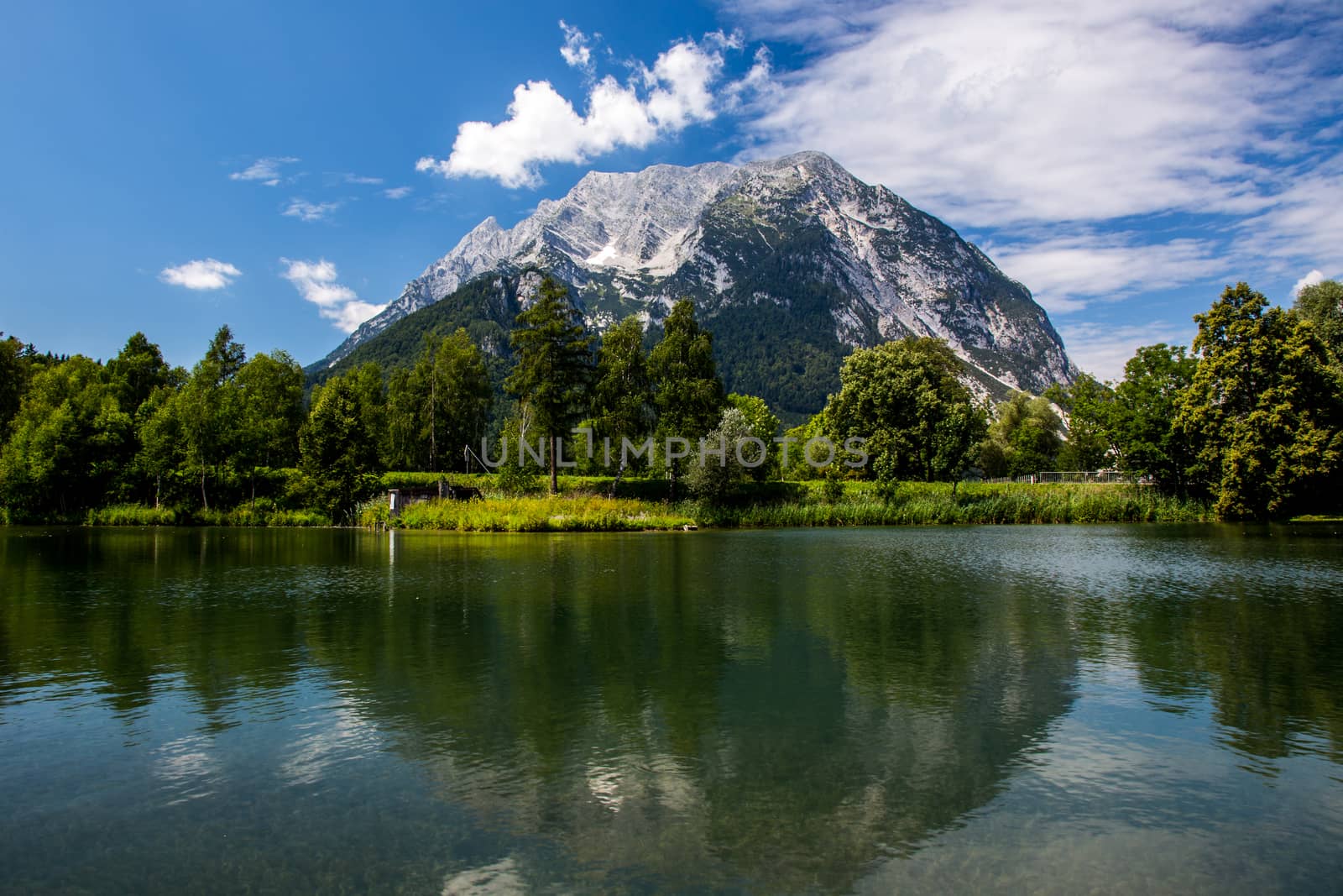 Mountain and lake in high Alps Austria