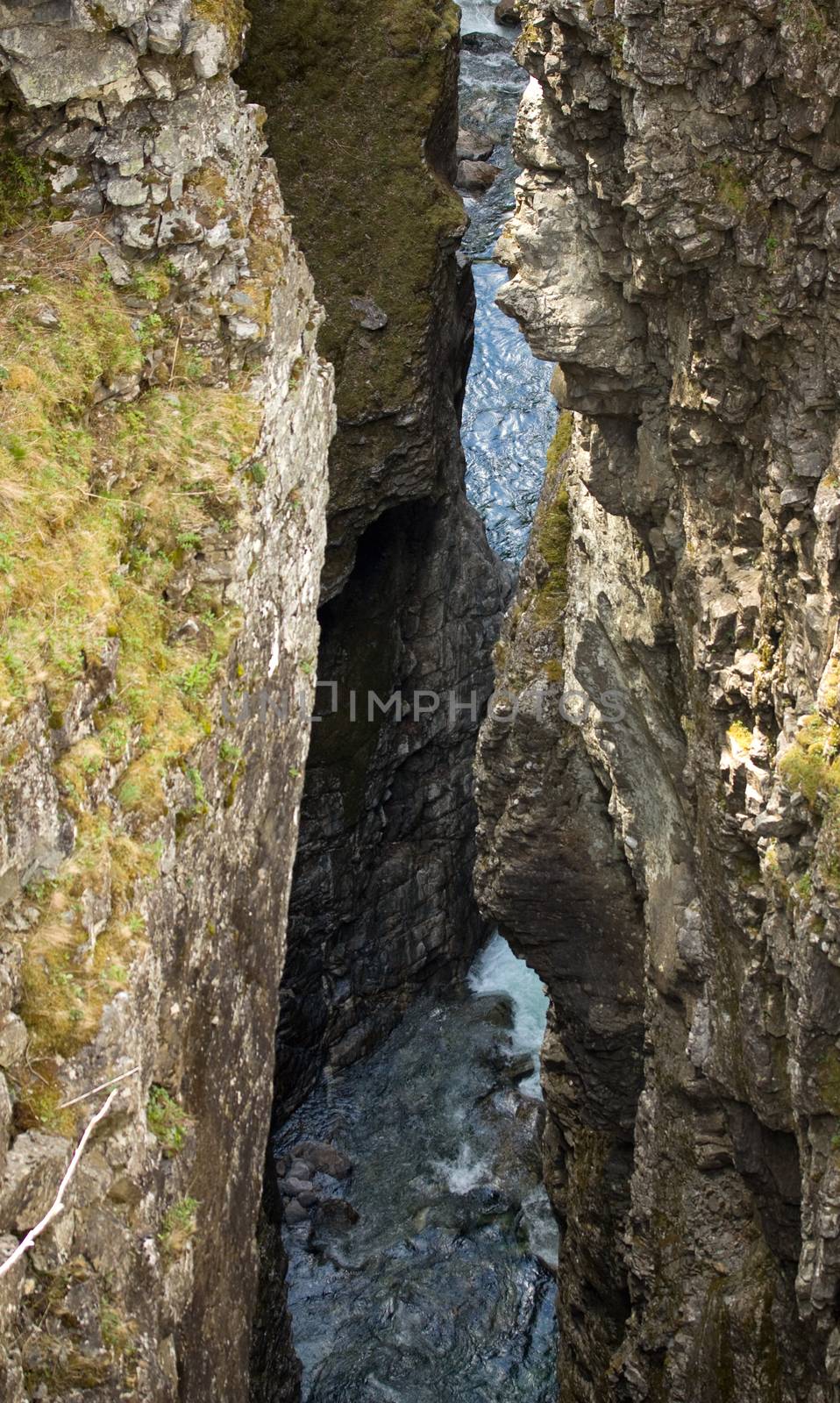 Typical gorge or ravine formed by river