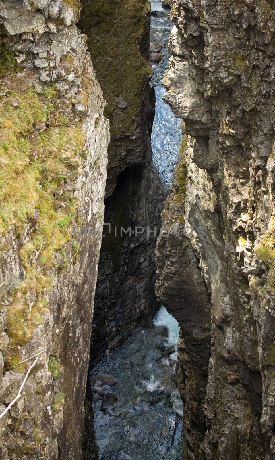 Typical gorge or ravine formed by river