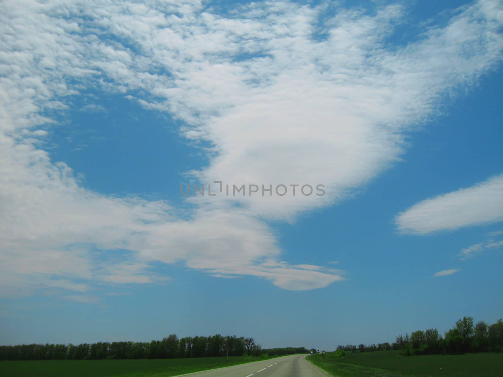 Wide highway and landscape. North Caucasus travel.