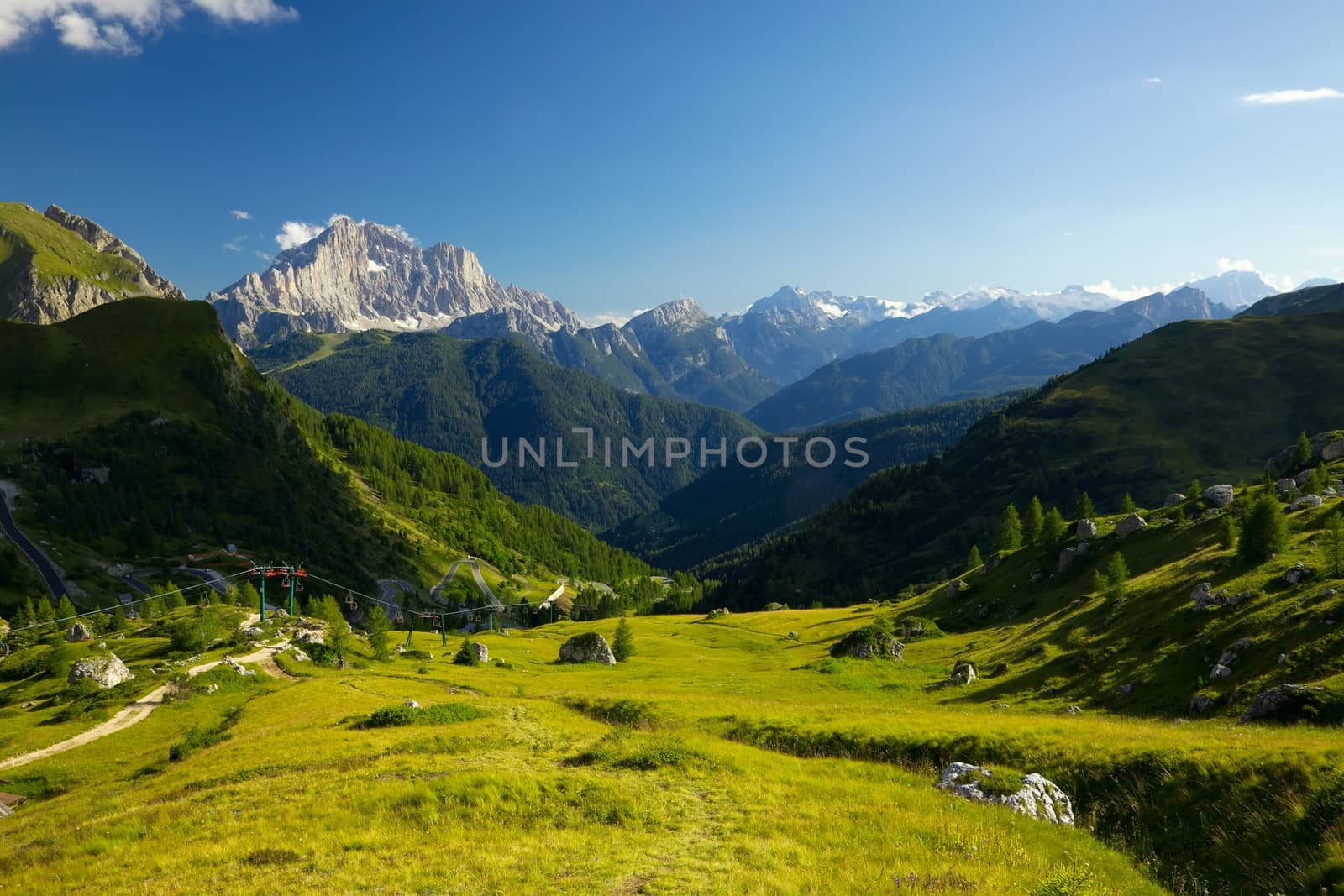 Alpine landscape with mountains and clouds