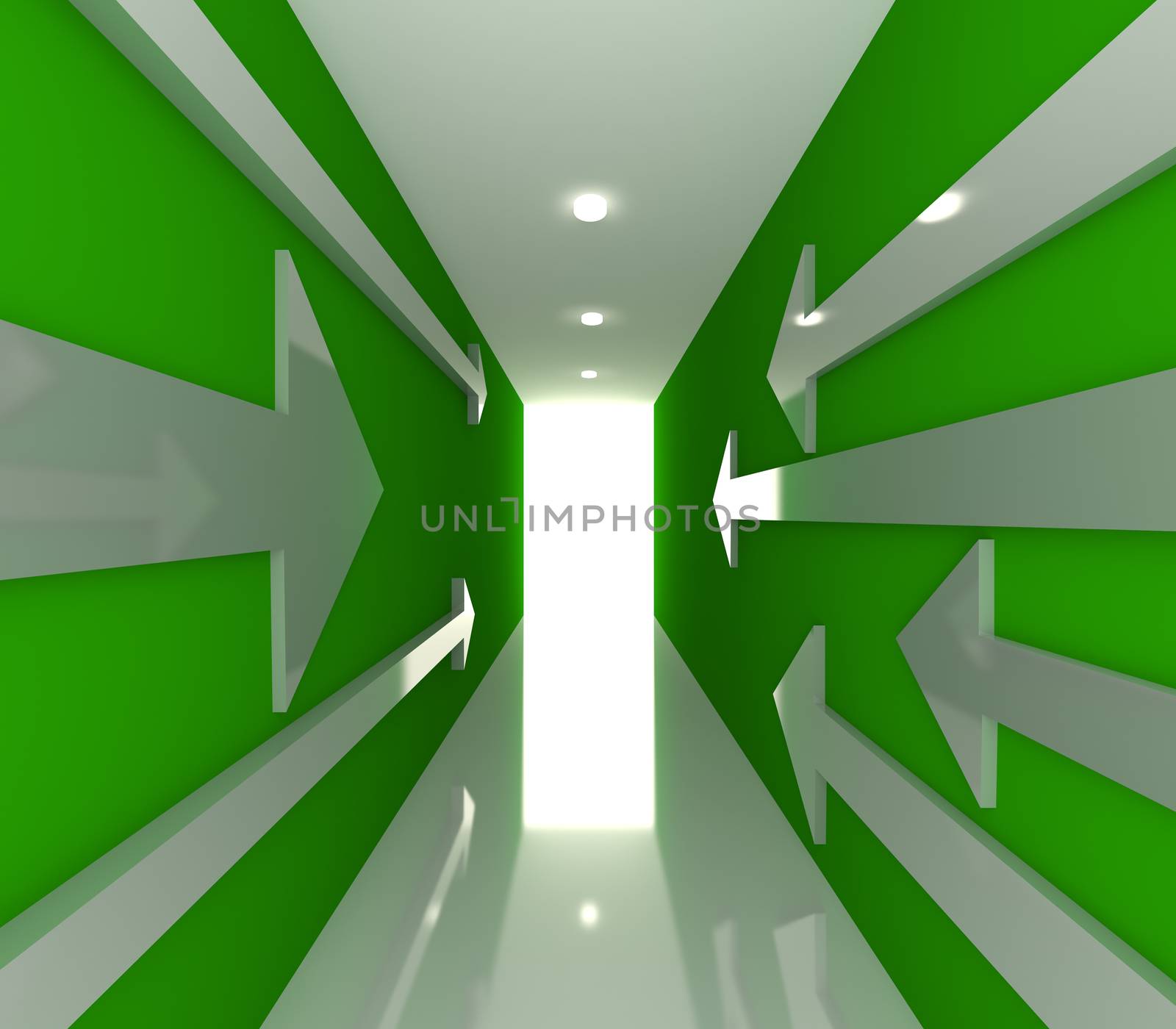 Green Empty Room With Arrow shot to the Target. Business Concept