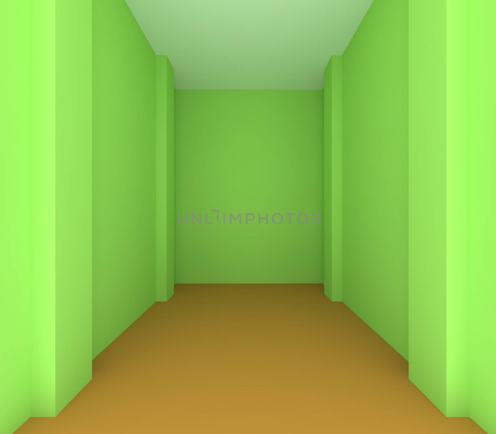 Empty room color green wall for renovate by sumetho