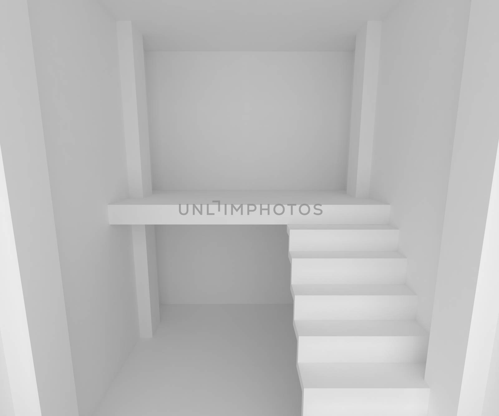 Home interior rendering with empty room stair for renovate