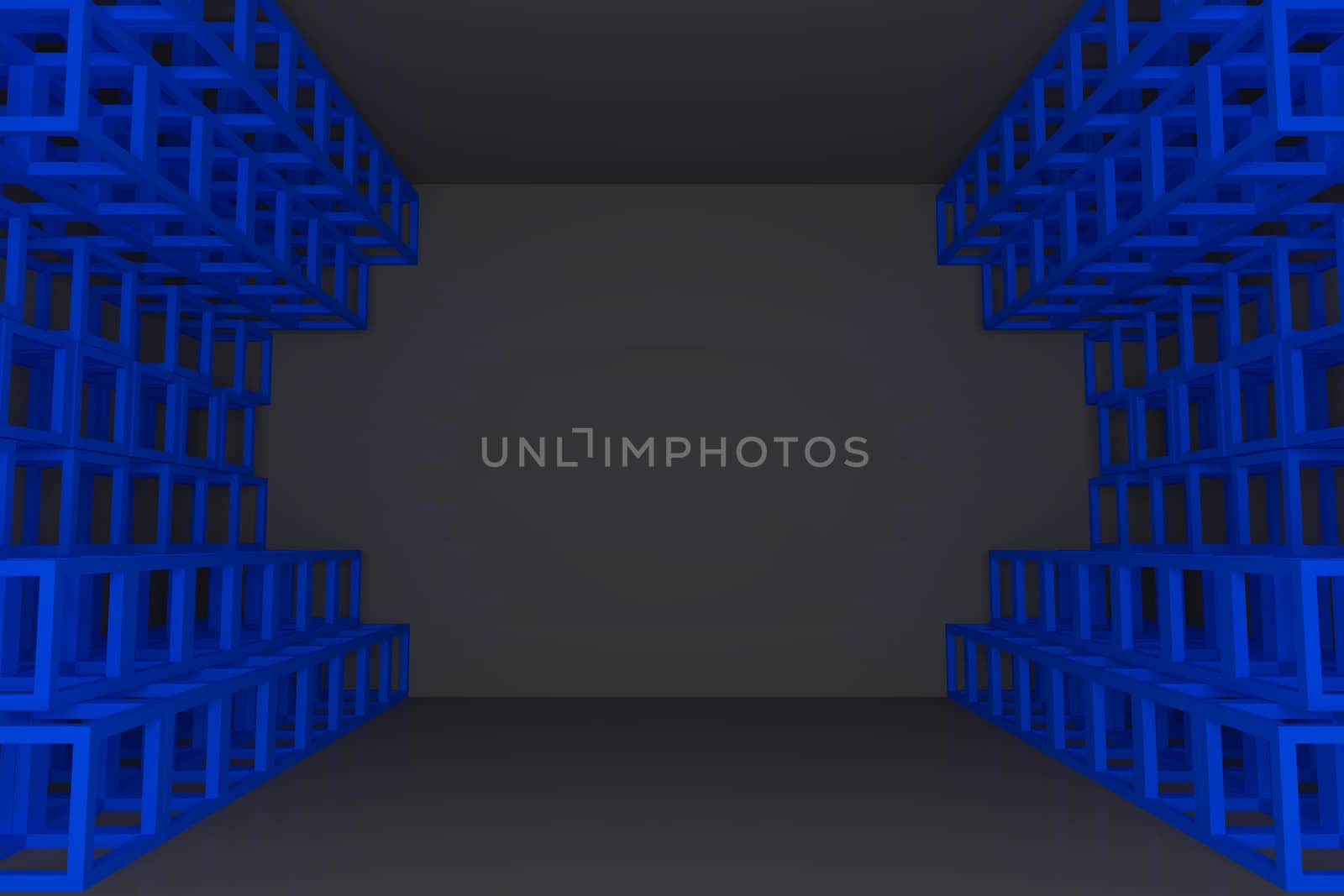 Abstract blue square truss wall  by sumetho