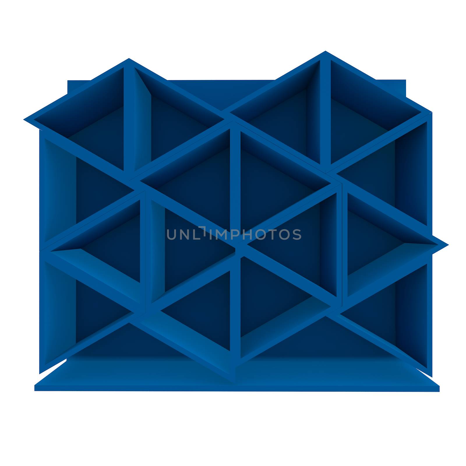 Color blue triangle shelf design with white background