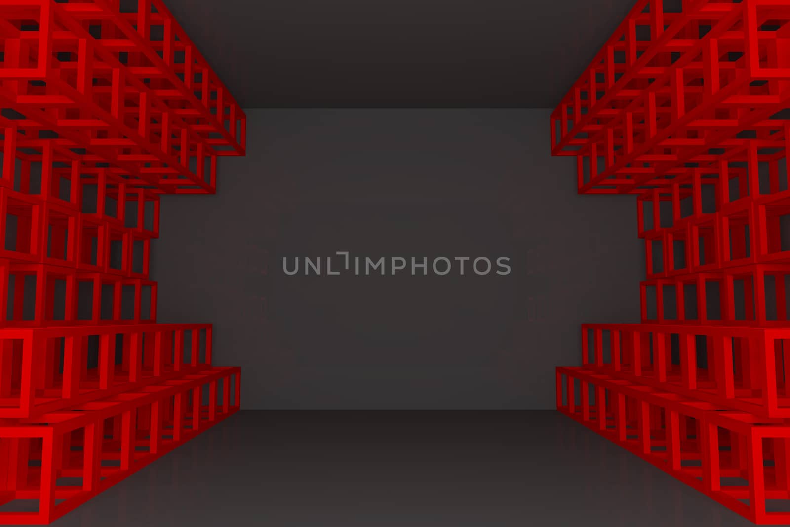 Abstract red square truss wall  by sumetho