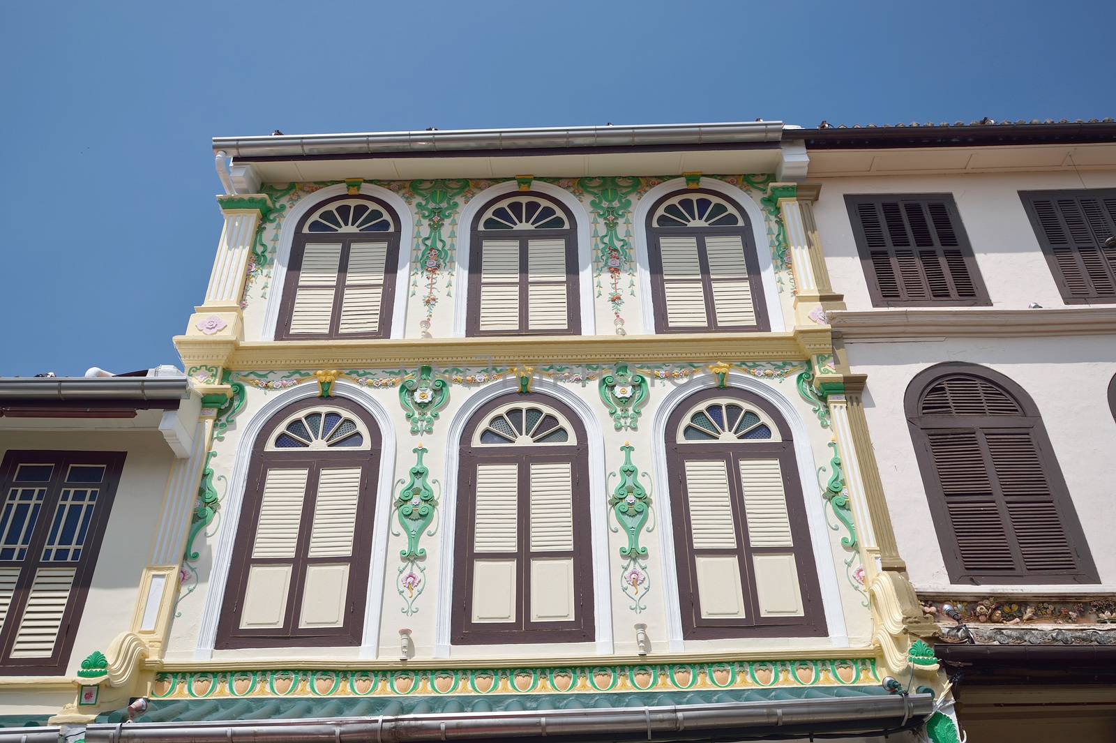 highly decorated shophouse fronts, Malacca, Malaysia