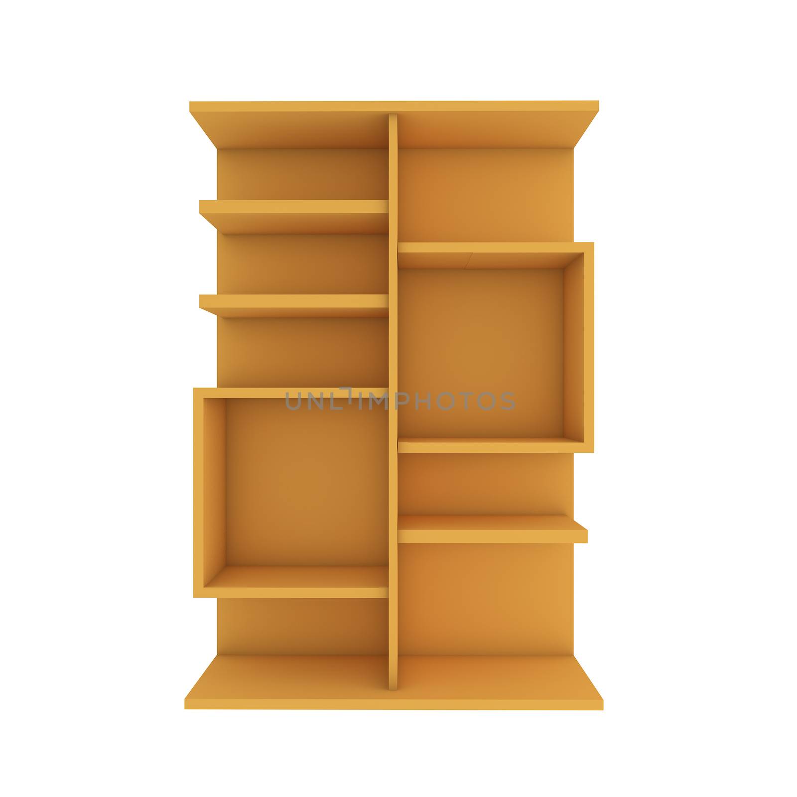 Color orange shelf design with white background
