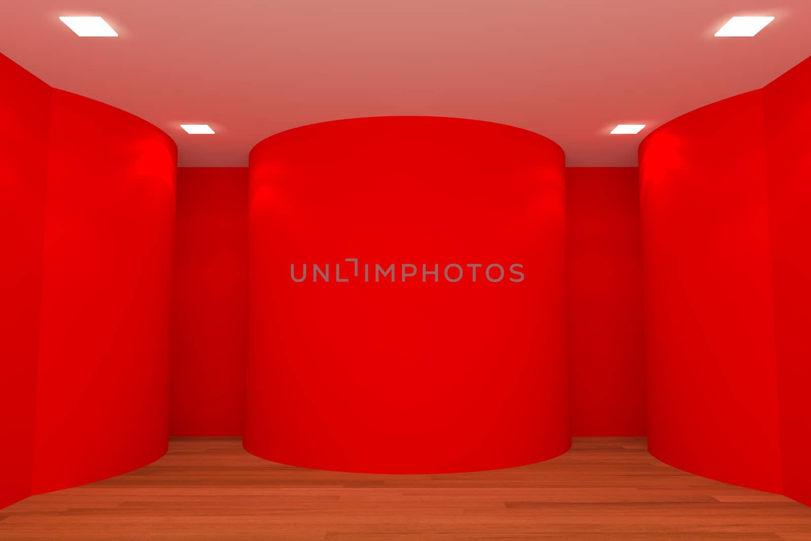 empty room red curve wall by sumetho
