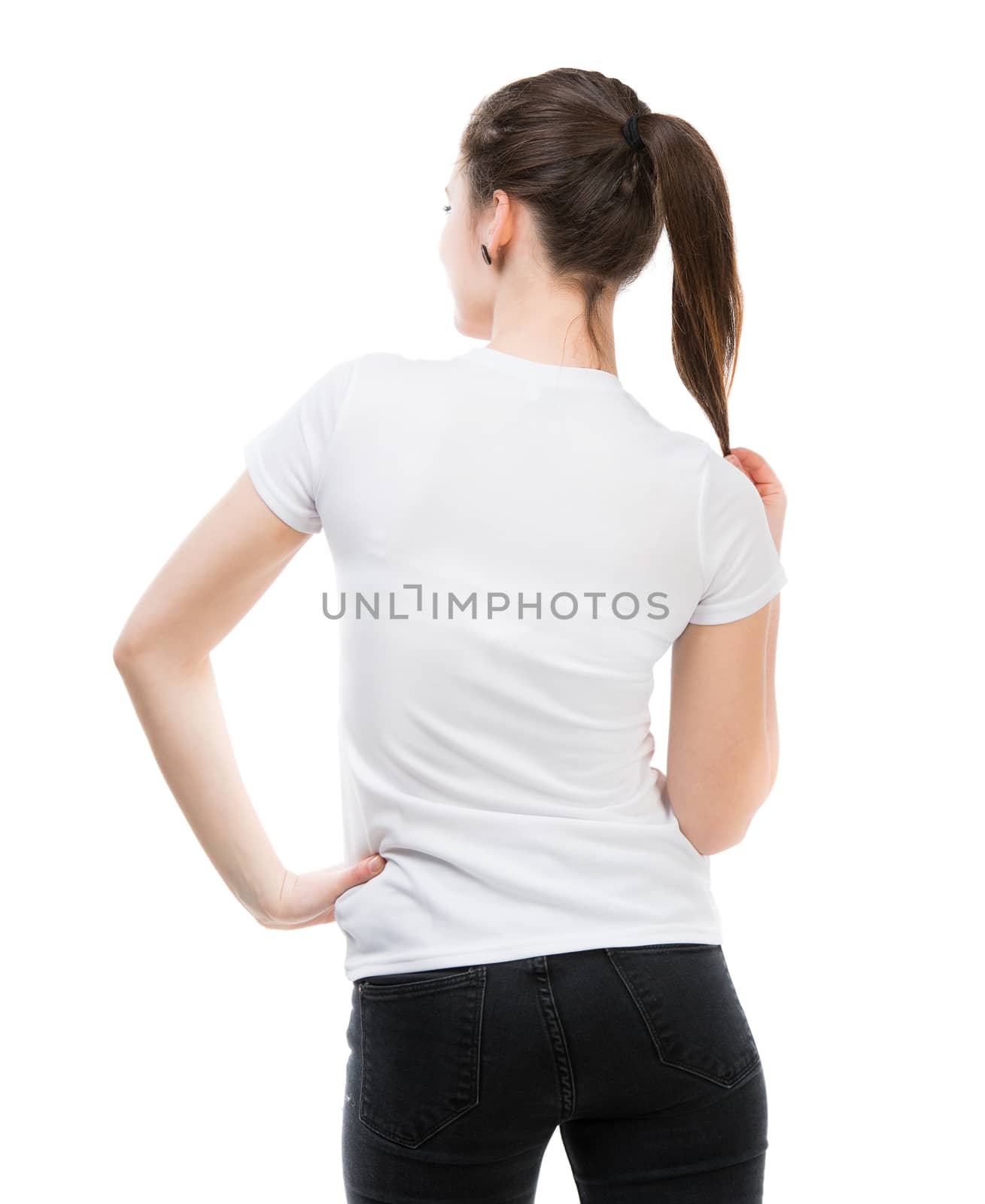 girl in blank white t-shirt by GekaSkr